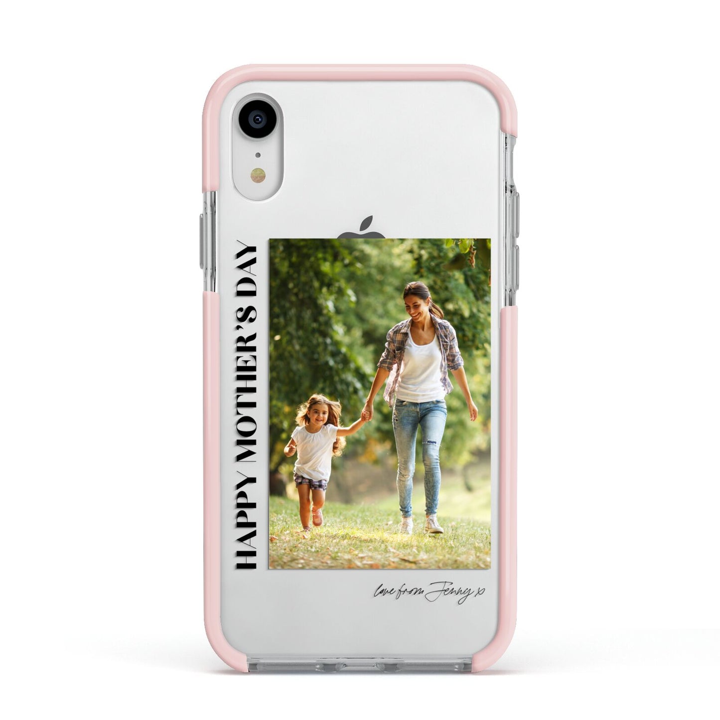 Mothers Day Photo with Text Apple iPhone XR Impact Case Pink Edge on Silver Phone