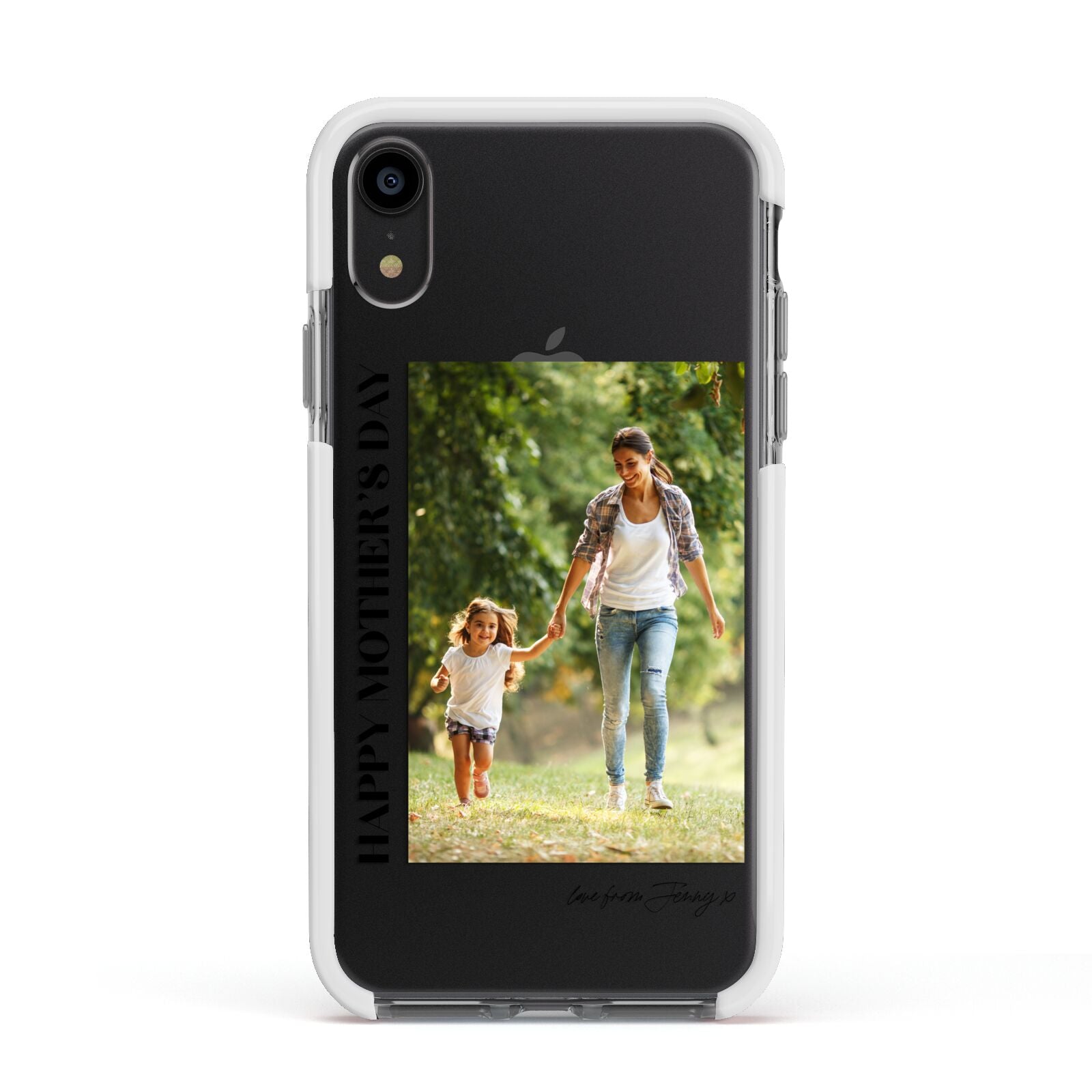 Mothers Day Photo with Text Apple iPhone XR Impact Case White Edge on Black Phone