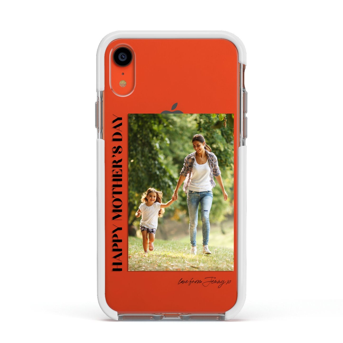 Mothers Day Photo with Text Apple iPhone XR Impact Case White Edge on Coral Phone