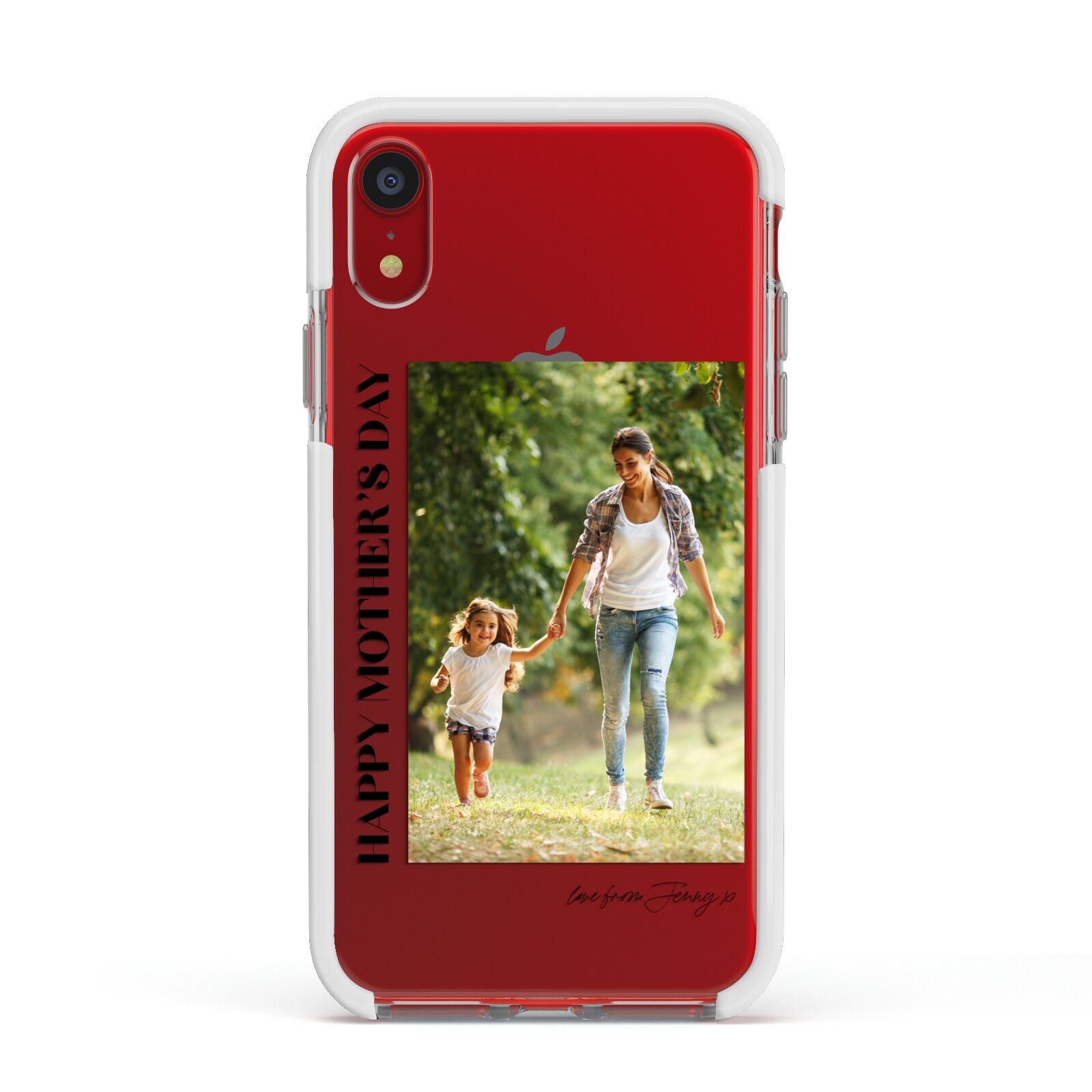 Mothers Day Photo with Text Apple iPhone XR Impact Case White Edge on Red Phone