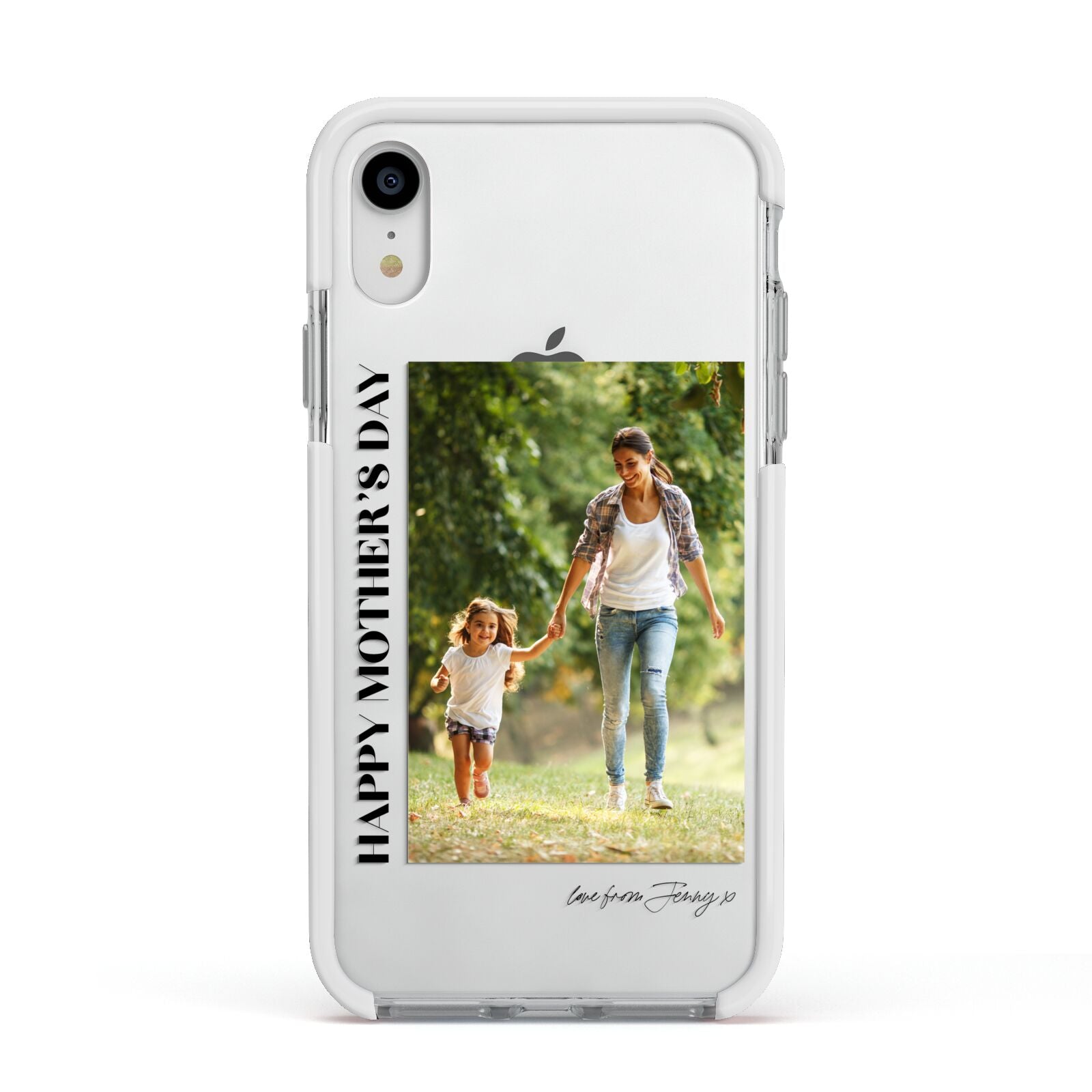 Mothers Day Photo with Text Apple iPhone XR Impact Case White Edge on Silver Phone