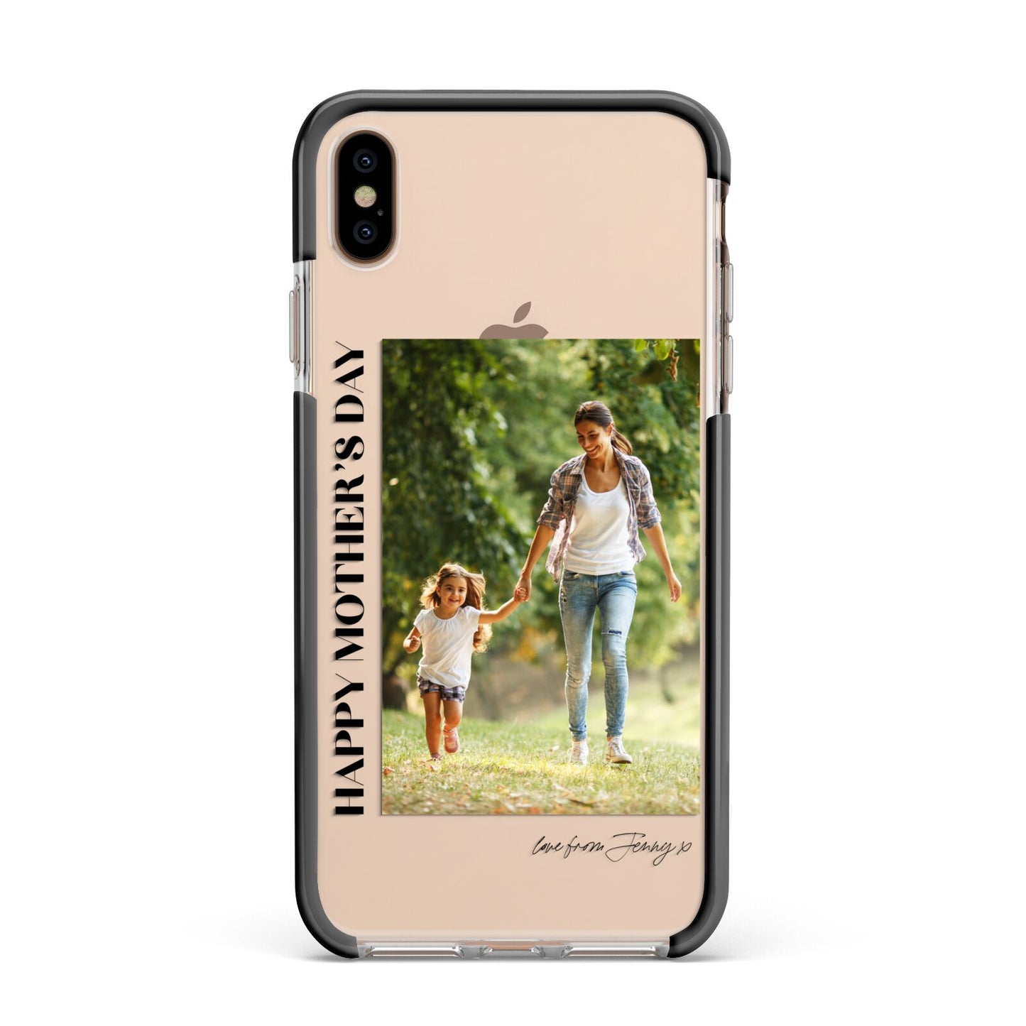 Mothers Day Photo with Text Apple iPhone Xs Max Impact Case Black Edge on Gold Phone