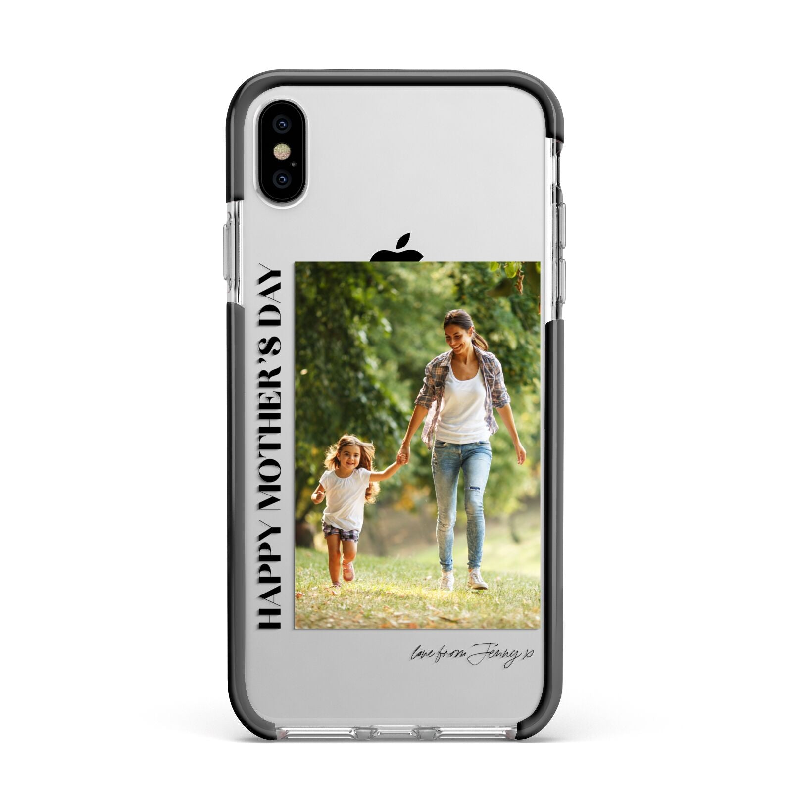 Mothers Day Photo with Text Apple iPhone Xs Max Impact Case Black Edge on Silver Phone