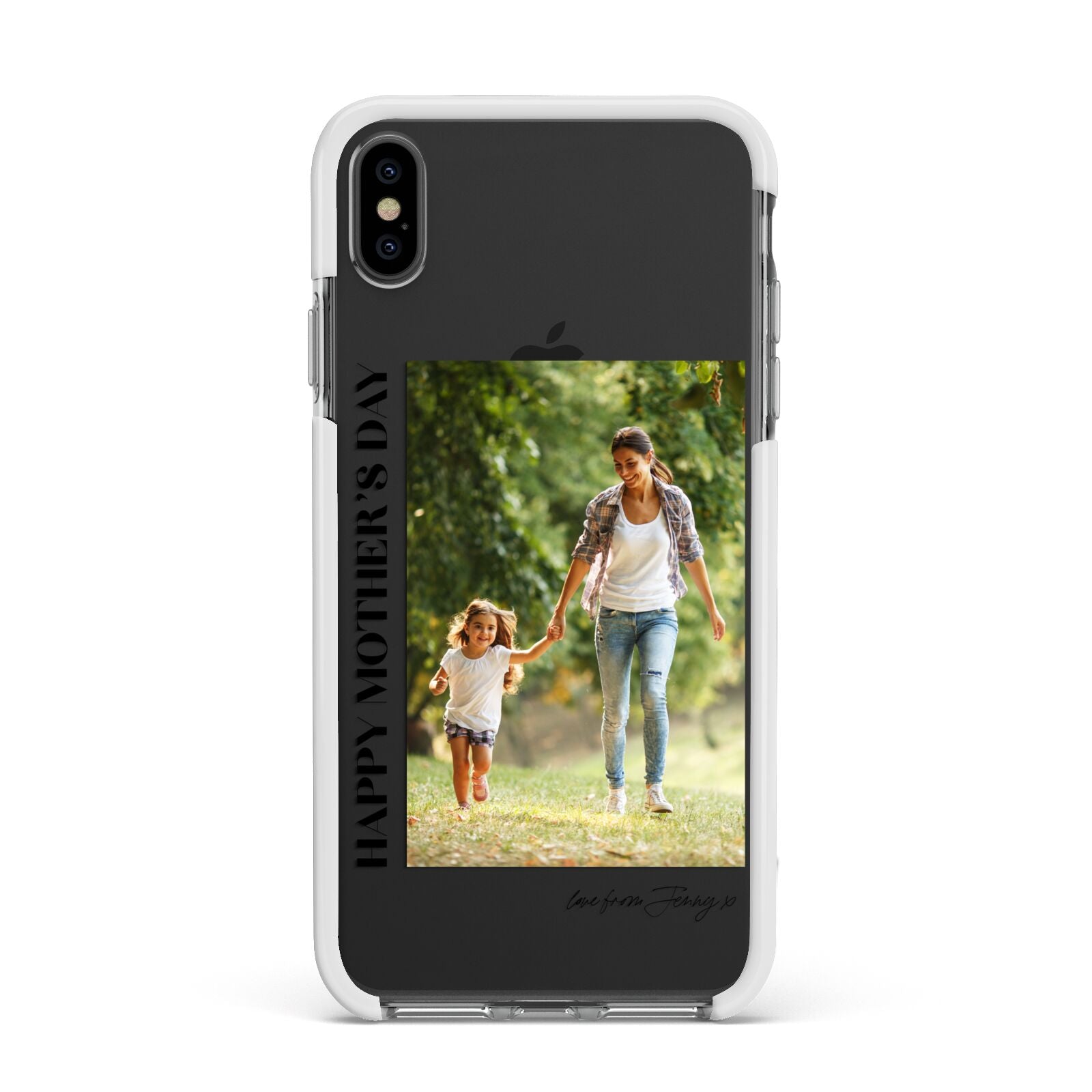 Mothers Day Photo with Text Apple iPhone Xs Max Impact Case White Edge on Black Phone