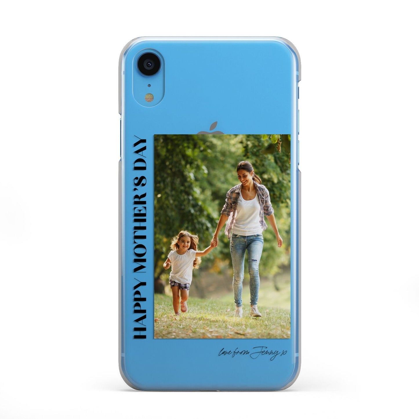 Mothers Day Photo with Text iPhone XR 2D Snap Case on Blue Phone