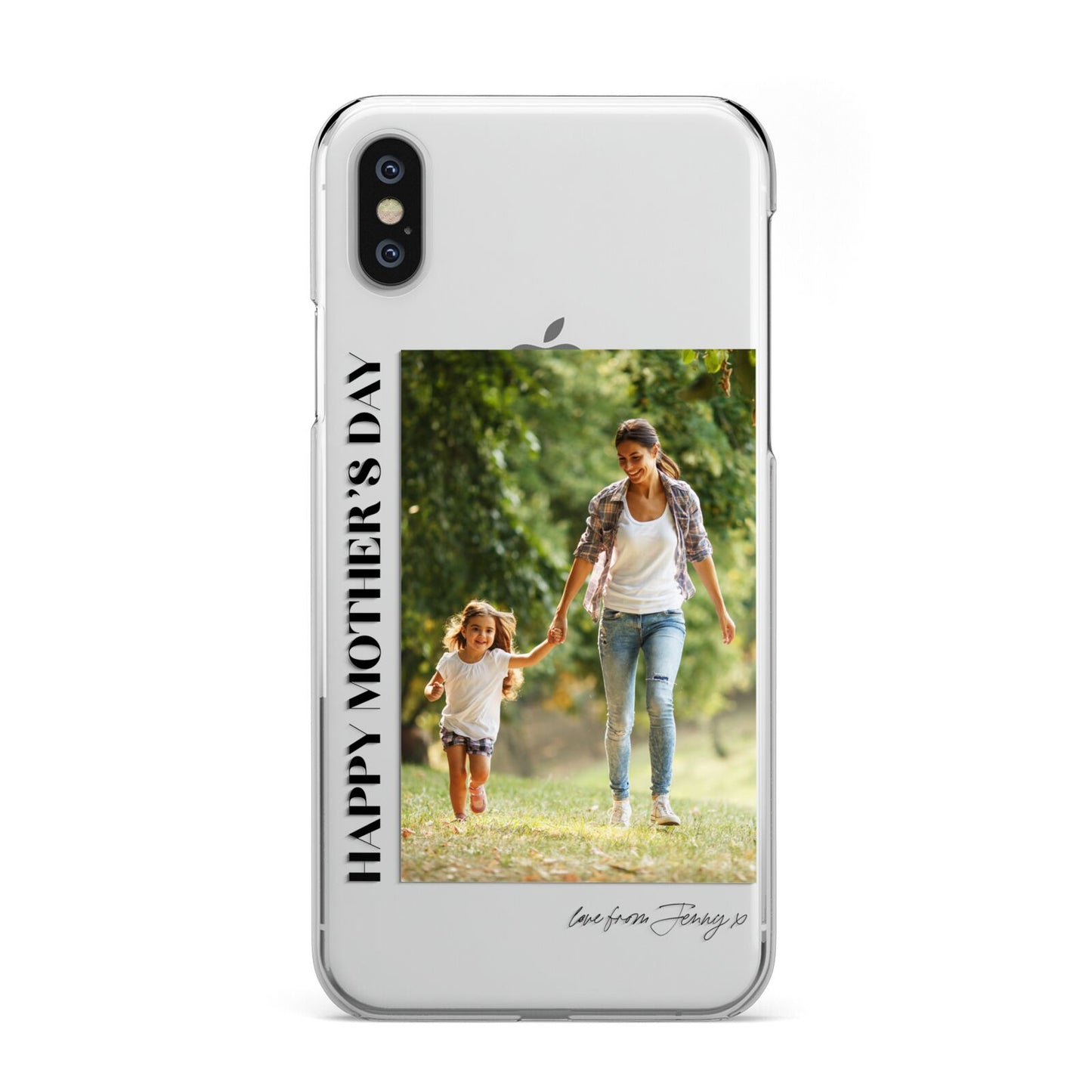 Mothers Day Photo with Text iPhone Xs 2D Snap on Silver Phone