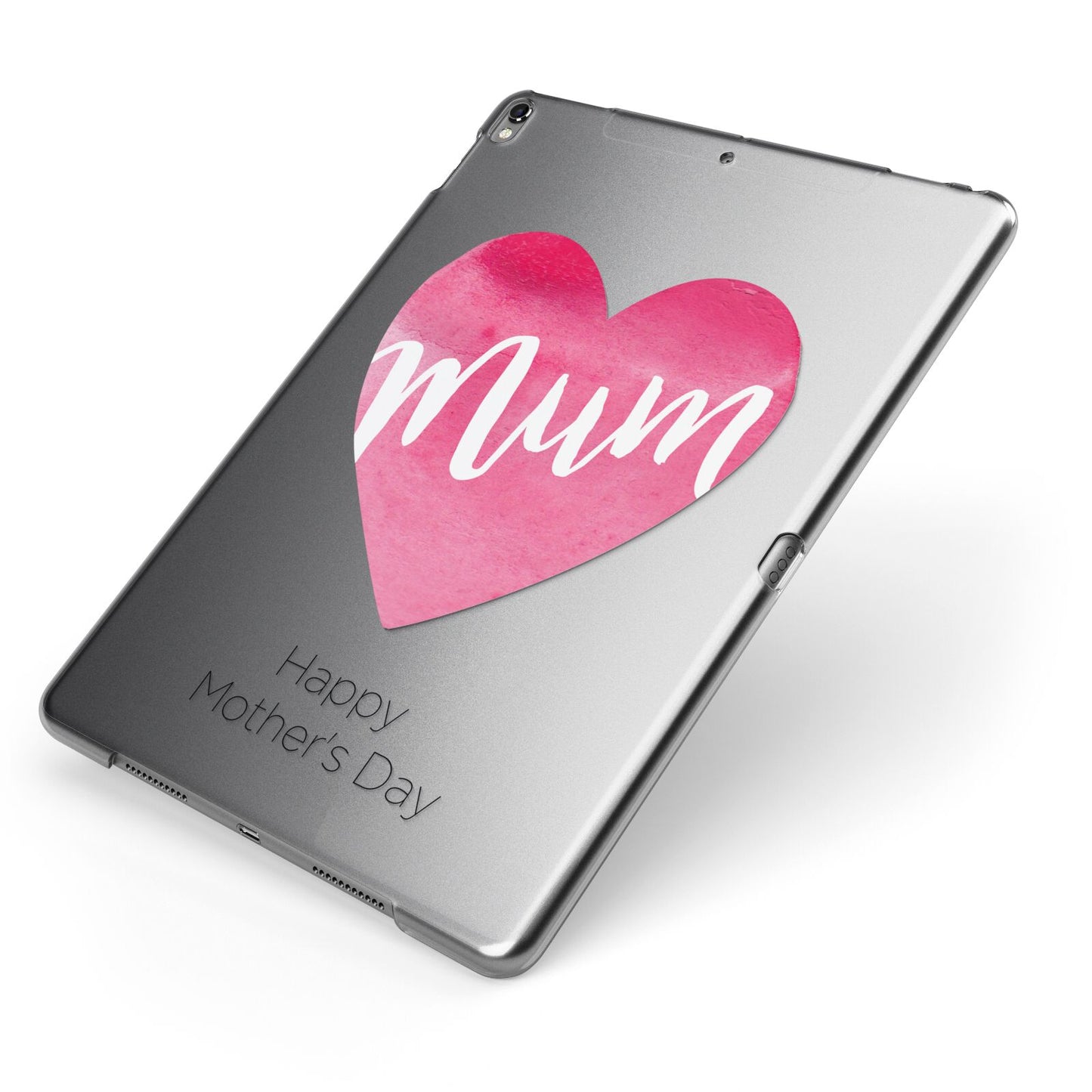 Mothers Day Watercolour Heart Apple iPad Case on Grey iPad Side View