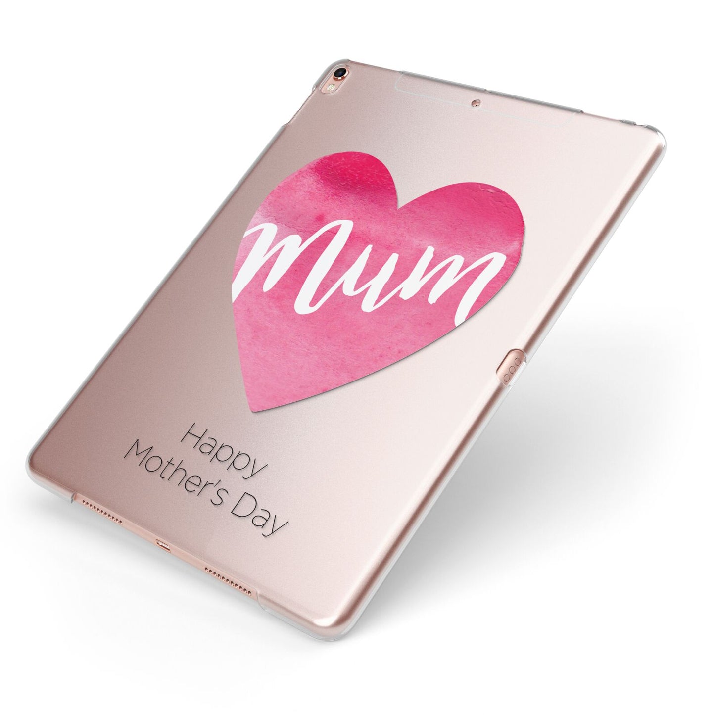 Mothers Day Watercolour Heart Apple iPad Case on Rose Gold iPad Side View