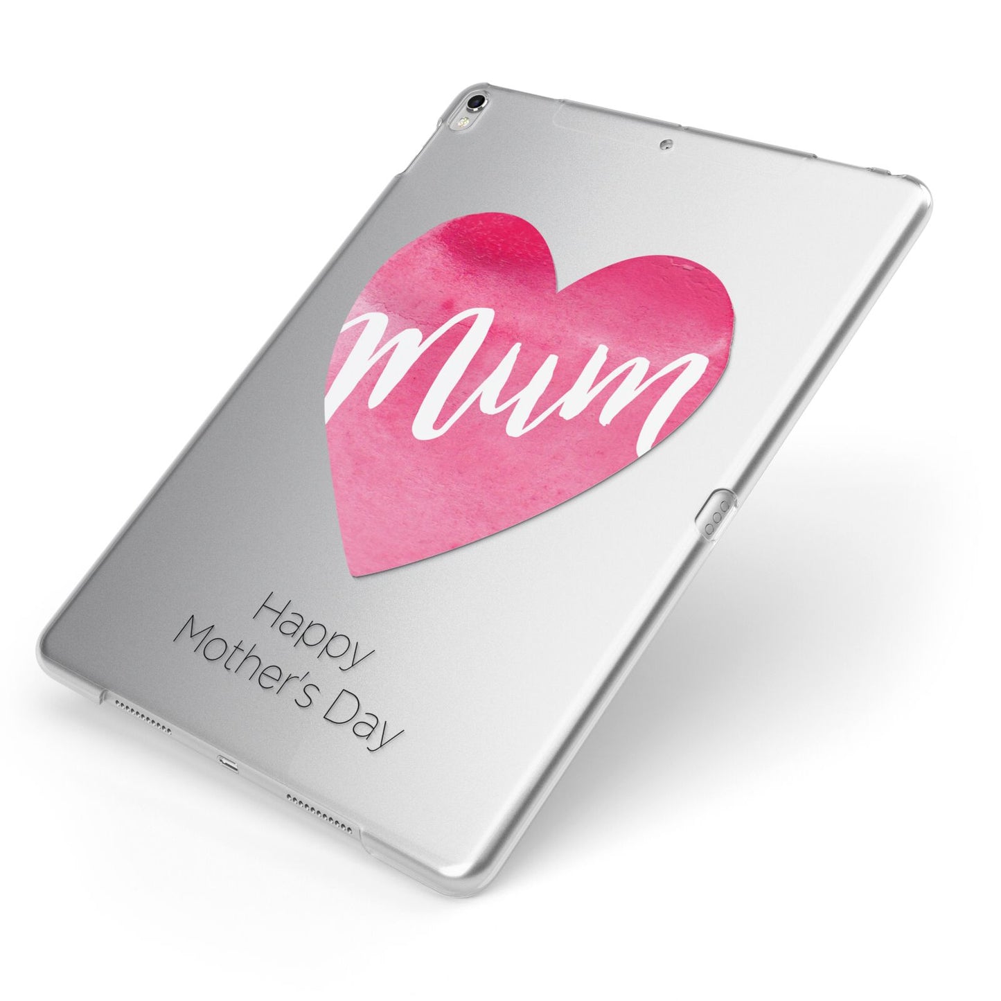 Mothers Day Watercolour Heart Apple iPad Case on Silver iPad Side View