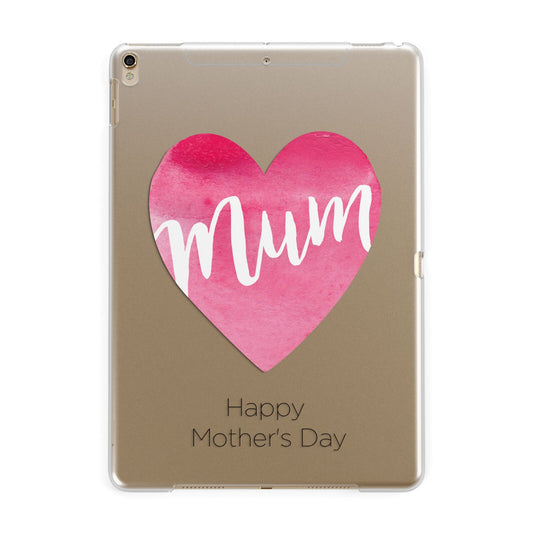 Mothers Day Watercolour Heart Apple iPad Gold Case