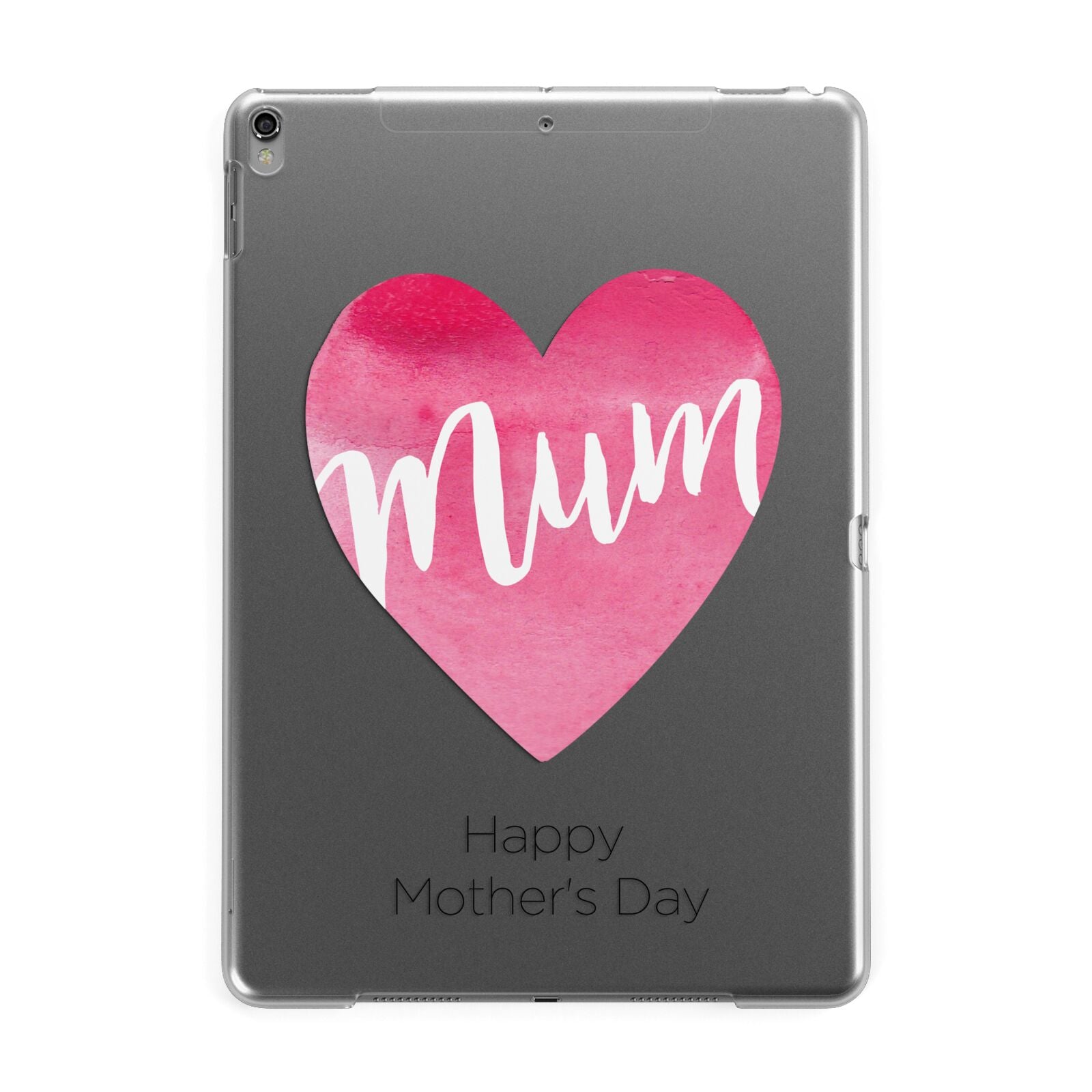 Mothers Day Watercolour Heart Apple iPad Grey Case