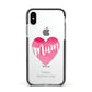 Mothers Day Watercolour Heart Apple iPhone Xs Impact Case Black Edge on Silver Phone