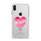Mothers Day Watercolour Heart Apple iPhone Xs Max Impact Case Pink Edge on Silver Phone
