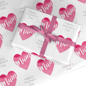 Mothers Day Watercolour Heart Wrapping Paper