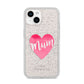 Mothers Day Watercolour Heart iPhone 14 Glitter Tough Case Starlight