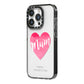 Mothers Day Watercolour Heart iPhone 14 Pro Black Impact Case Side Angle on Silver phone