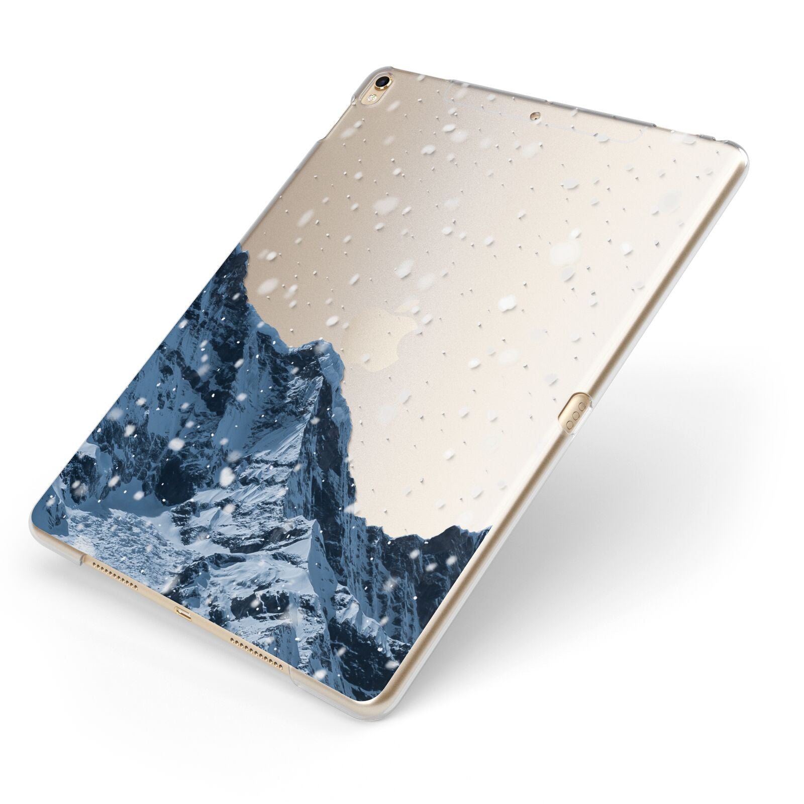 Mountain Snow Scene Apple iPad Case on Gold iPad Side View