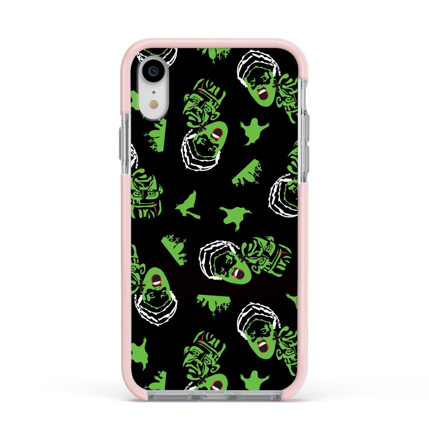 Movie Monster Apple iPhone XR Impact Case Pink Edge on Silver Phone