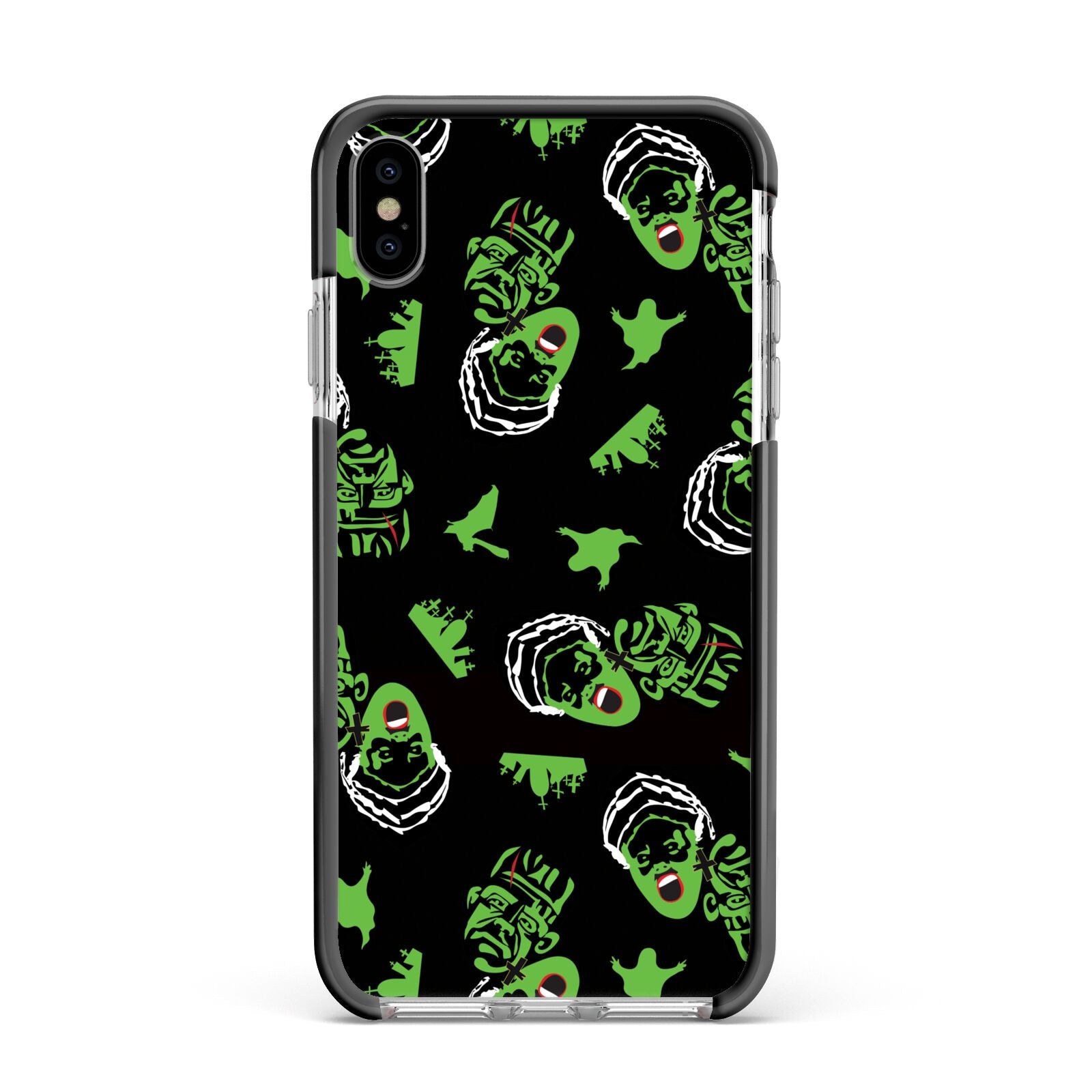 Movie Monster Apple iPhone Xs Max Impact Case Black Edge on Silver Phone