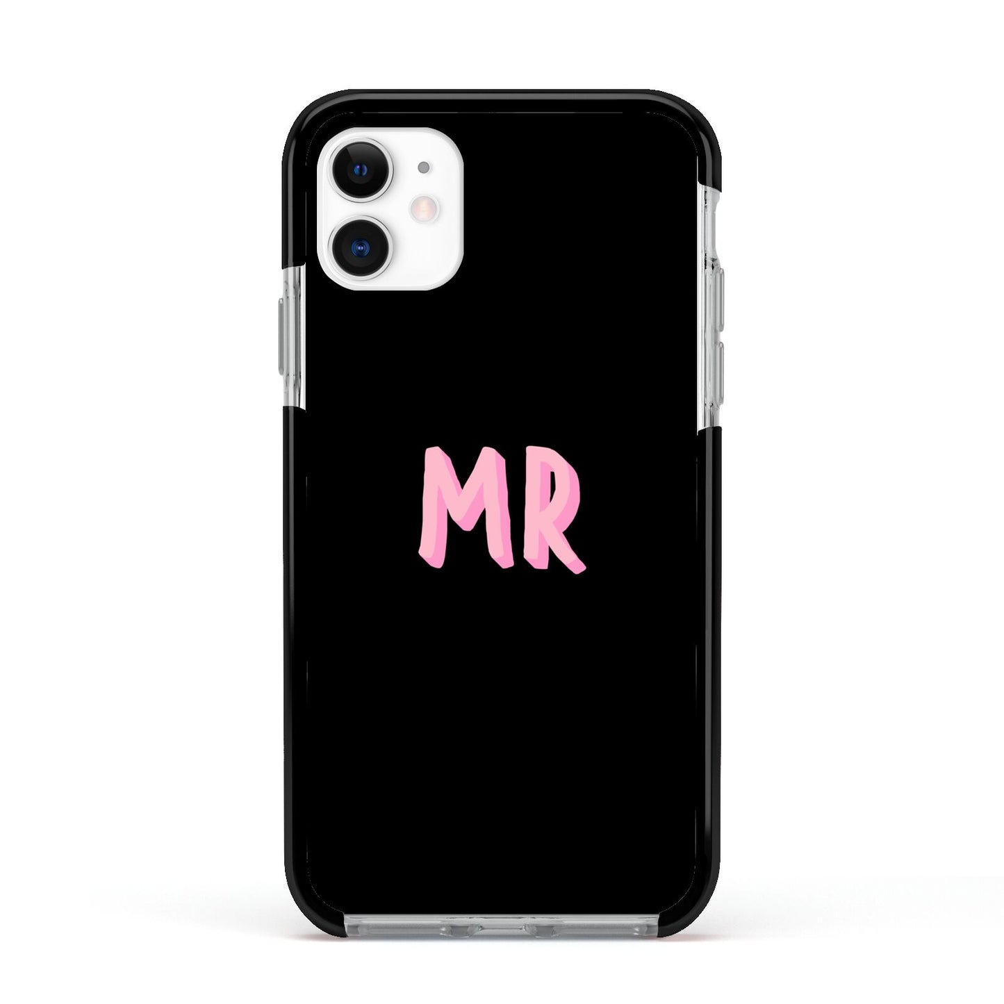 Mr Apple iPhone 11 in White with Black Impact Case
