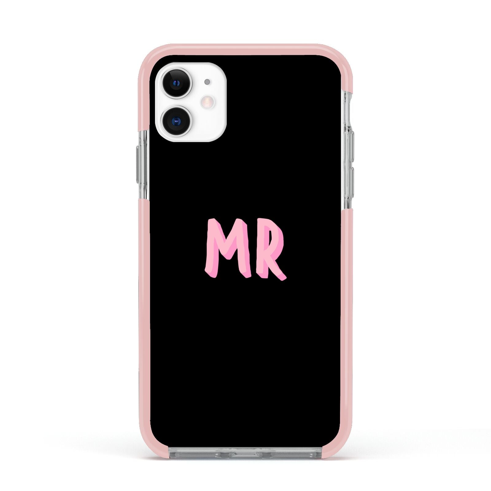 Mr Apple iPhone 11 in White with Pink Impact Case