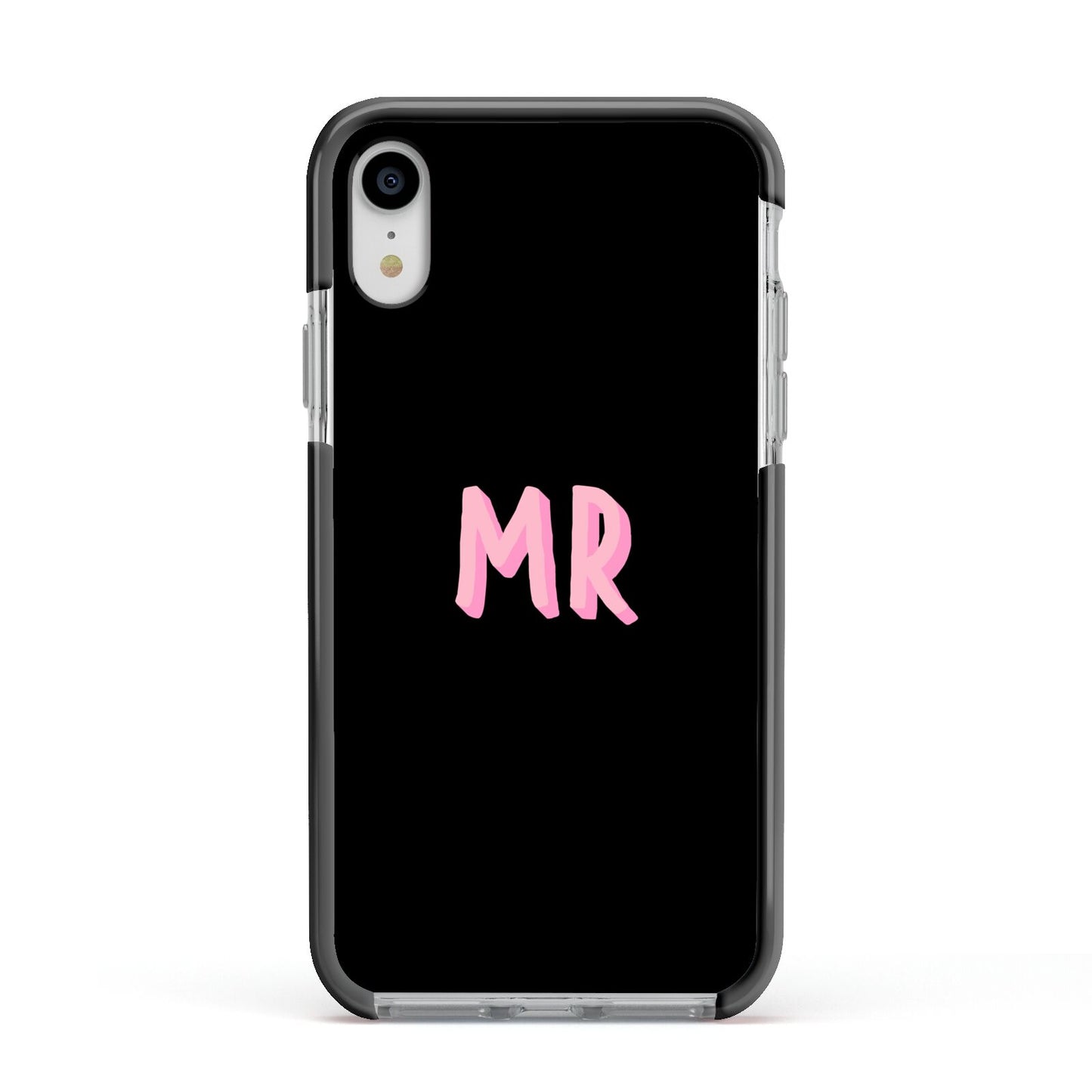 Mr Apple iPhone XR Impact Case Black Edge on Silver Phone