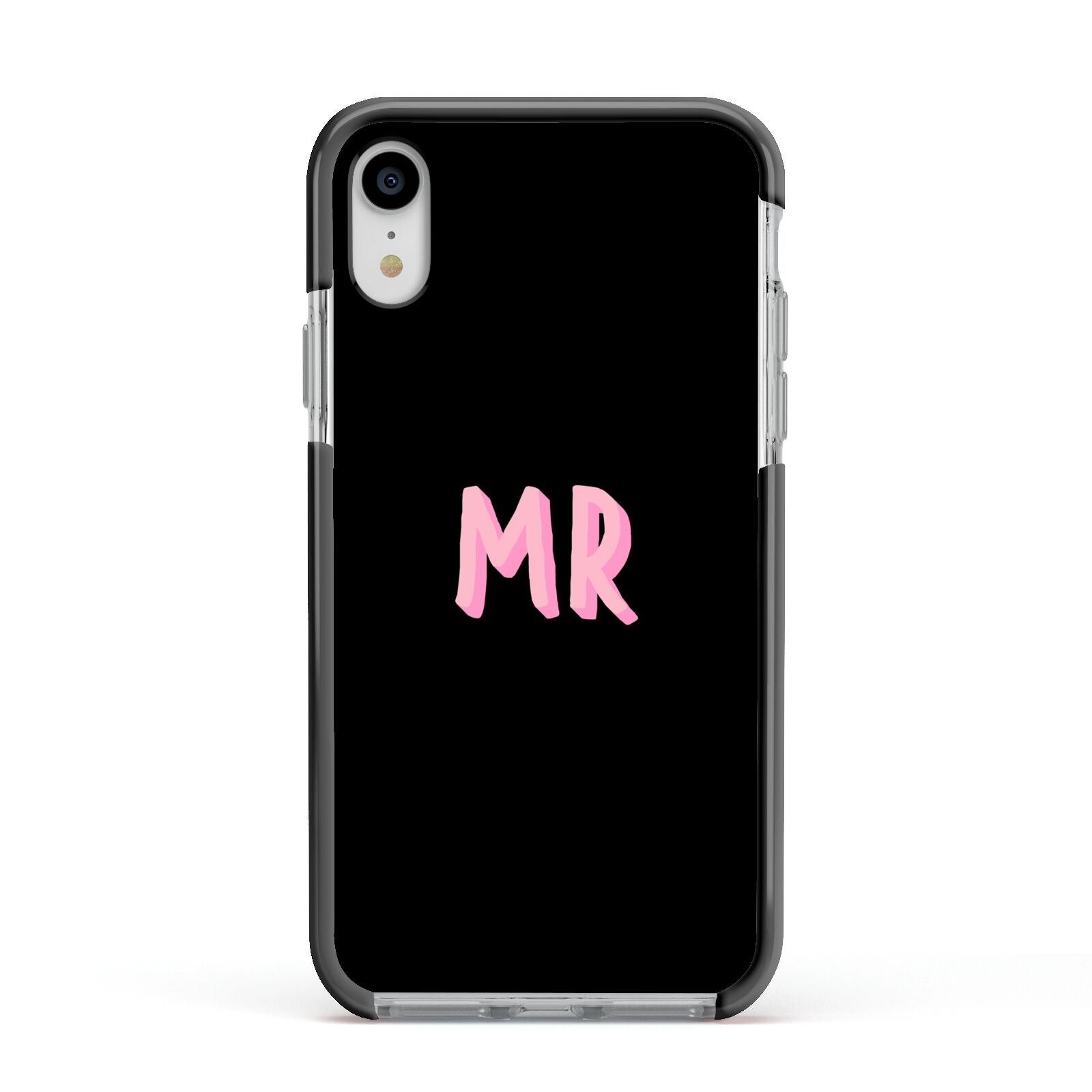 Mr Apple iPhone XR Impact Case Black Edge on Silver Phone