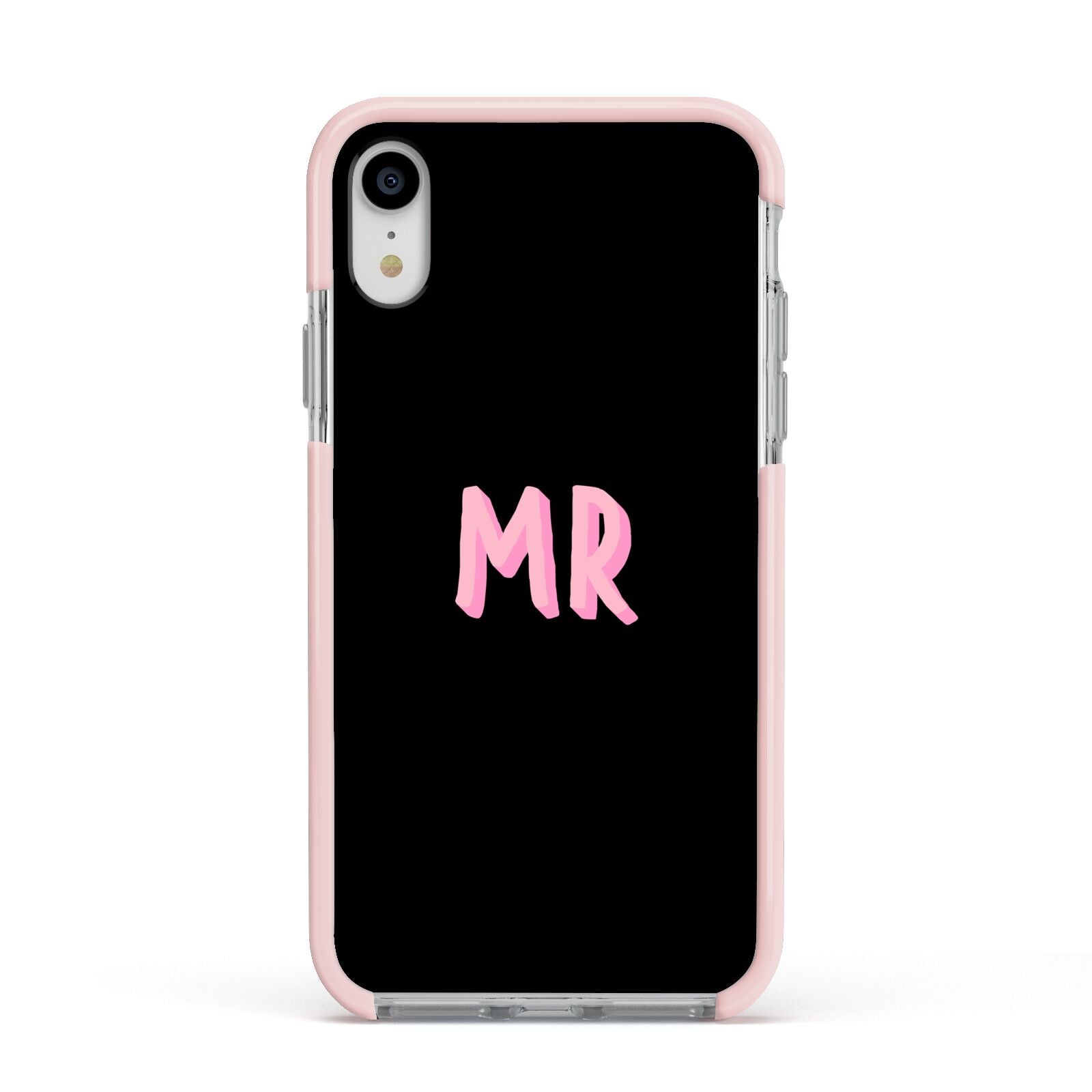 Mr Apple iPhone XR Impact Case Pink Edge on Silver Phone