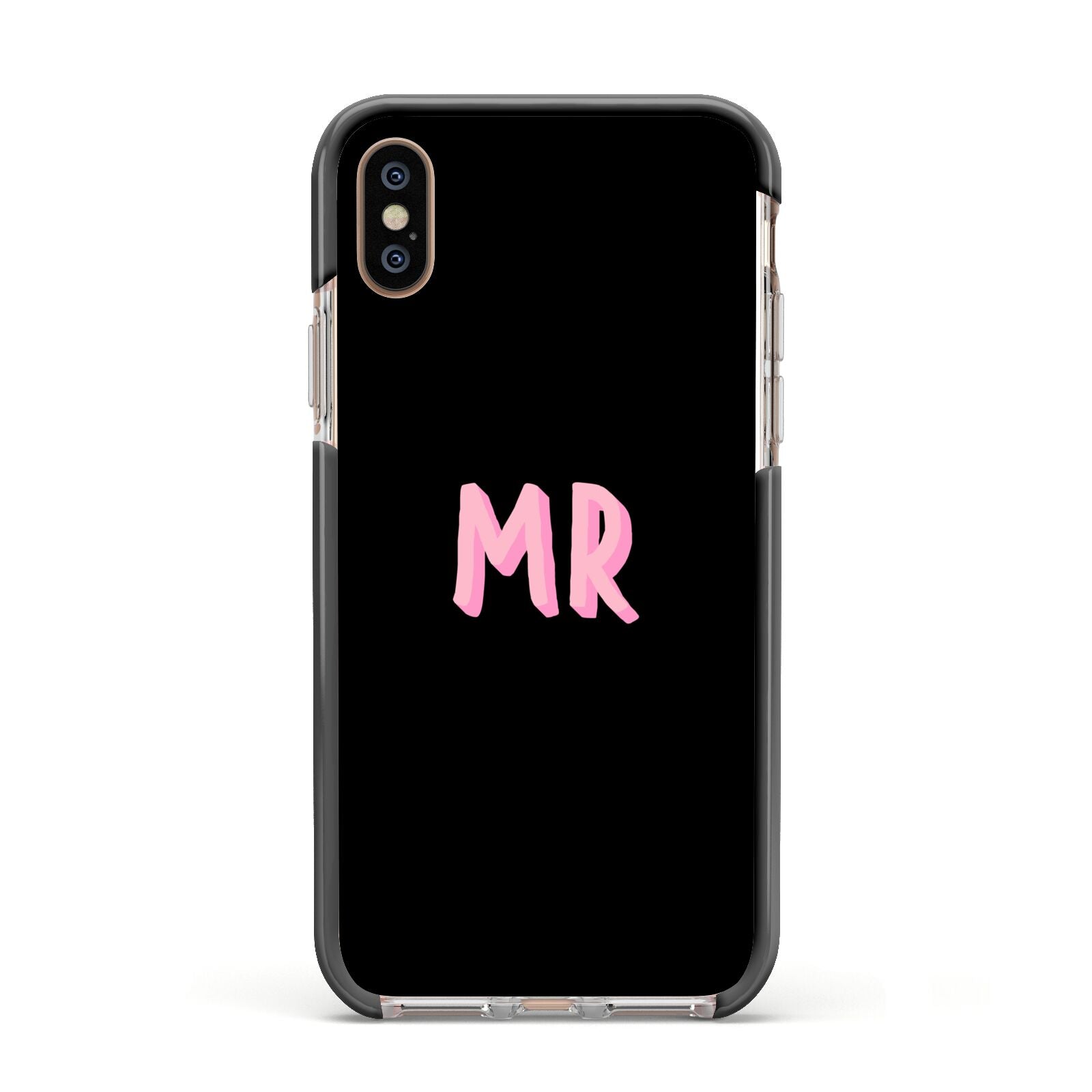 Mr Apple iPhone Xs Impact Case Black Edge on Gold Phone