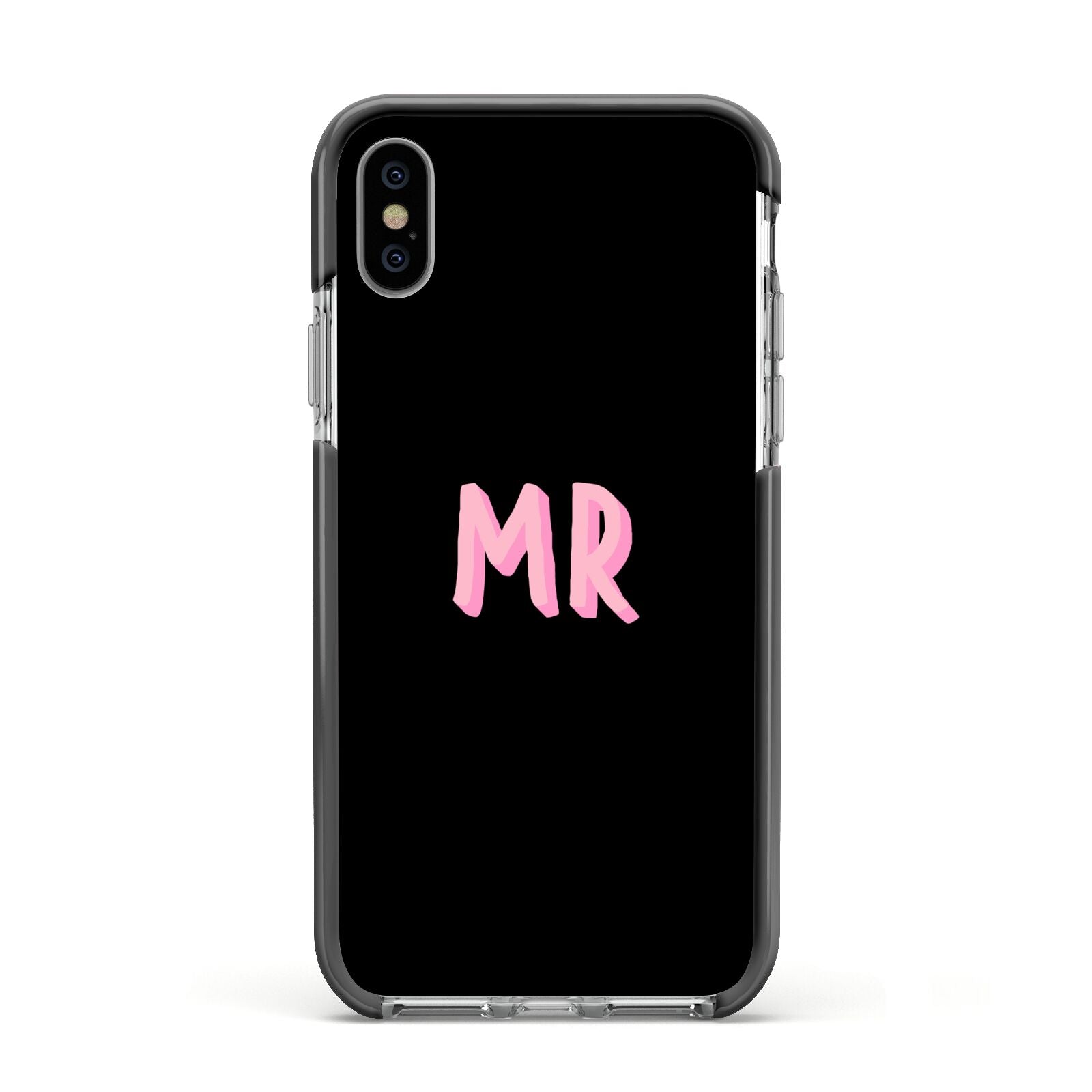Mr Apple iPhone Xs Impact Case Black Edge on Silver Phone