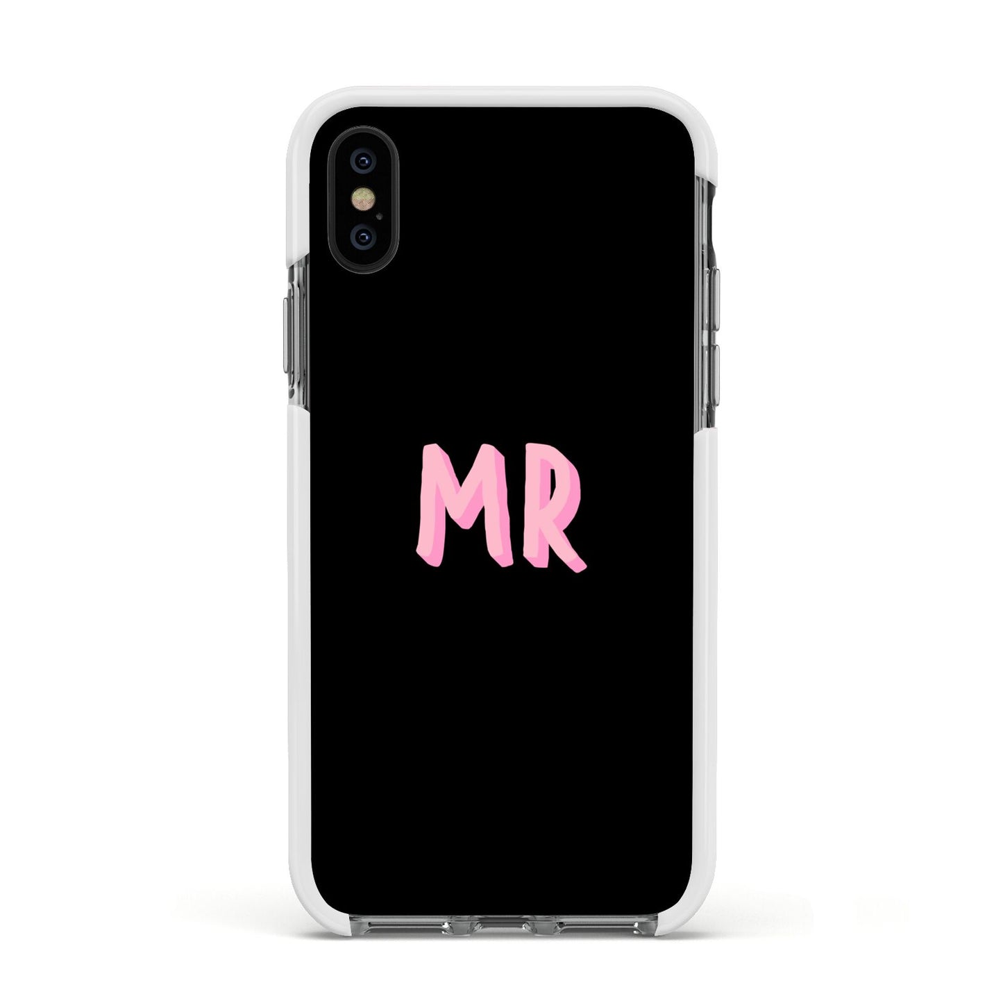 Mr Apple iPhone Xs Impact Case White Edge on Black Phone