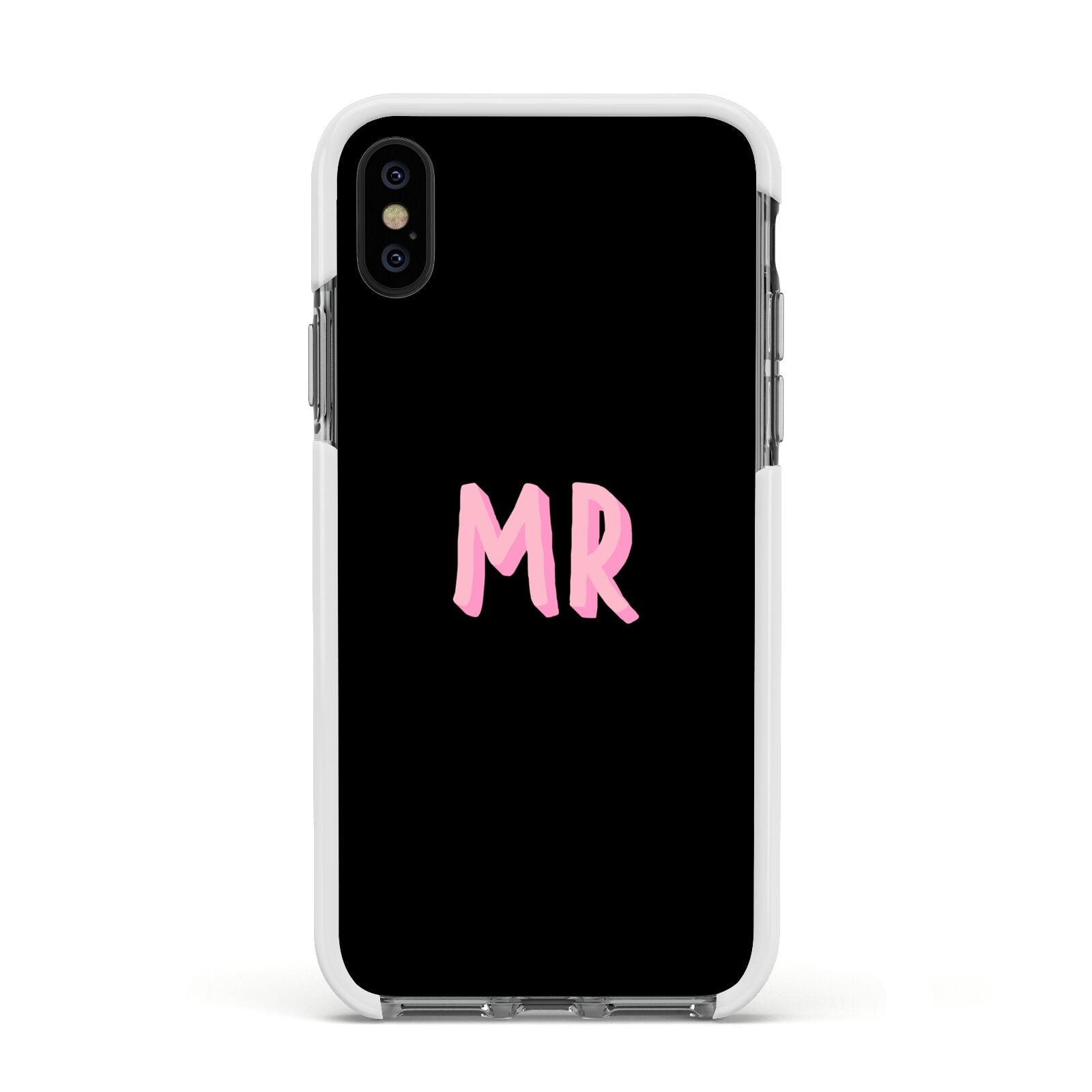 Mr Apple iPhone Xs Impact Case White Edge on Black Phone