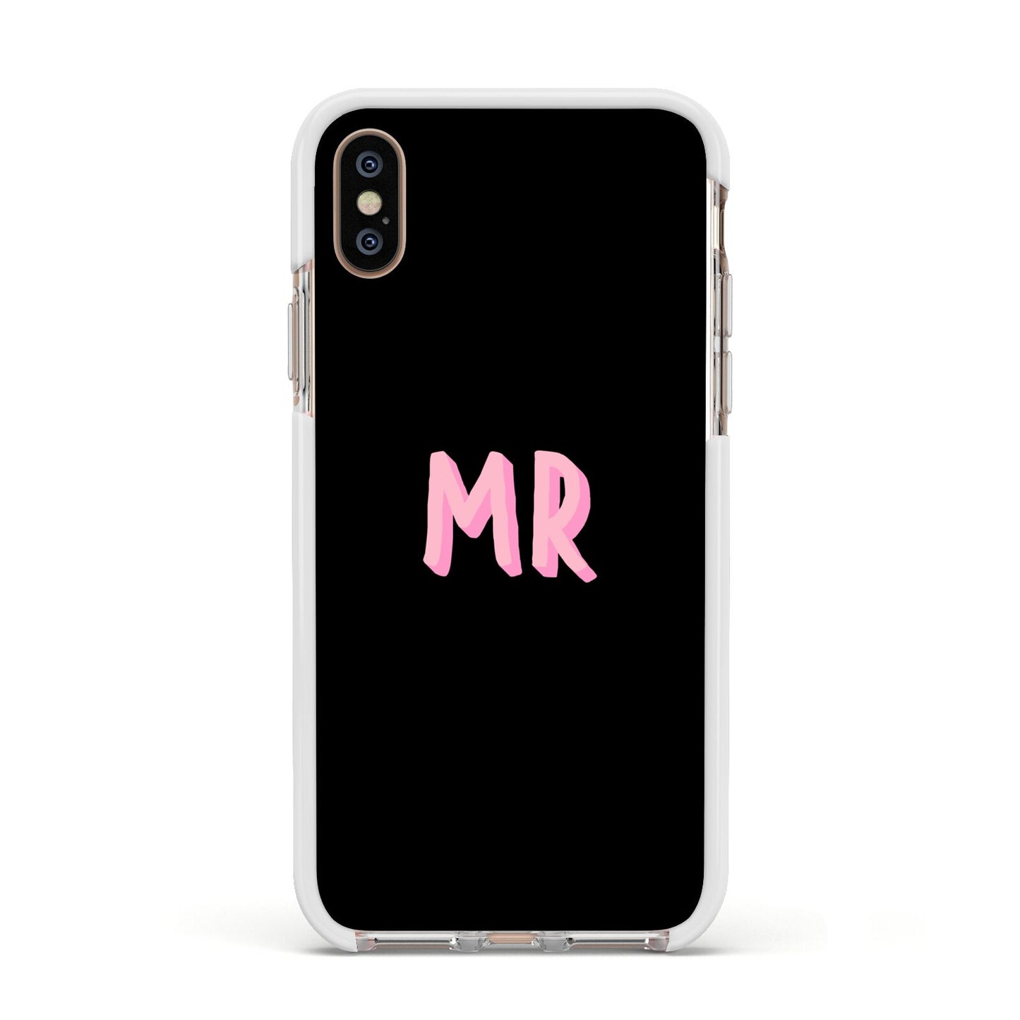 Mr Apple iPhone Xs Impact Case White Edge on Gold Phone