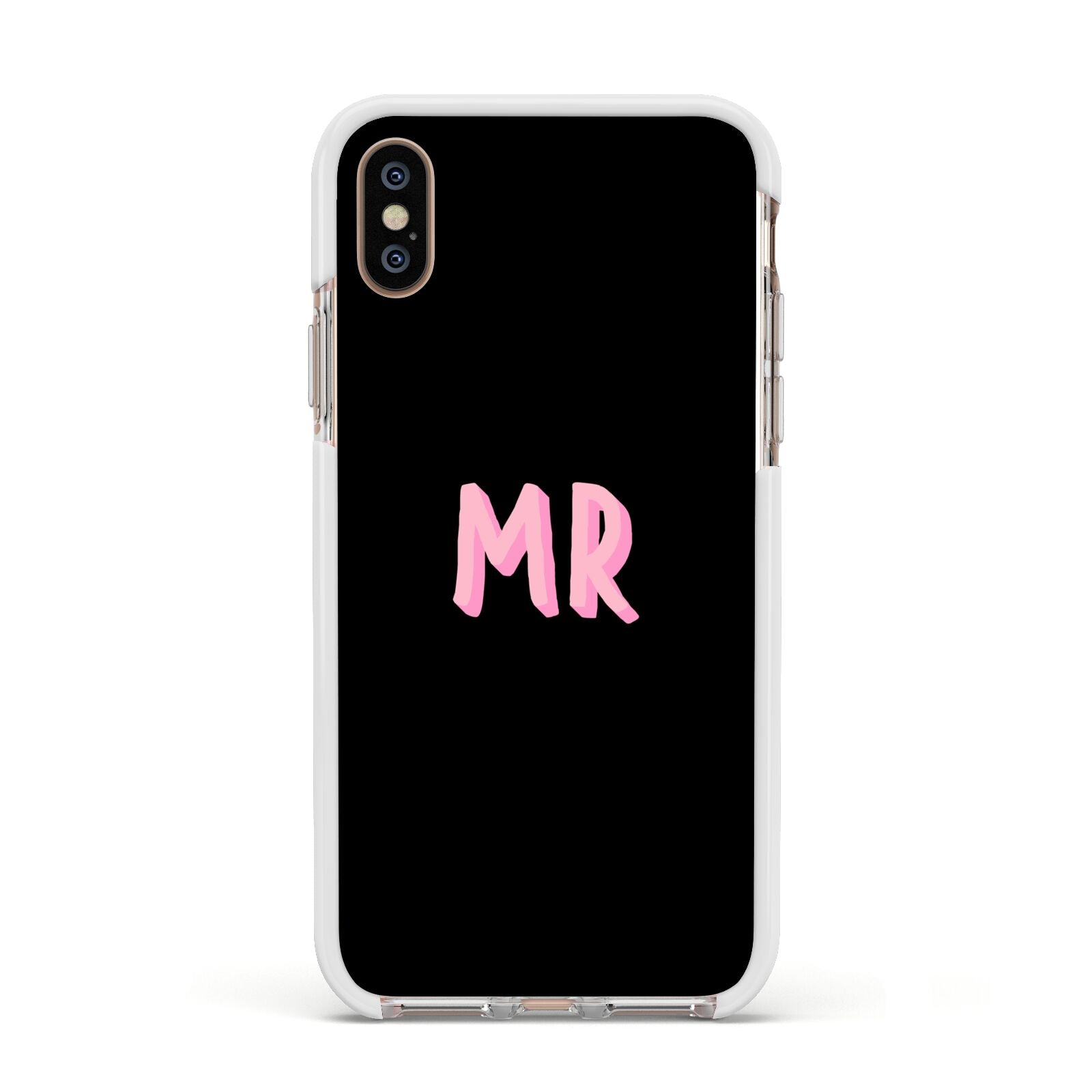 Mr Apple iPhone Xs Impact Case White Edge on Gold Phone