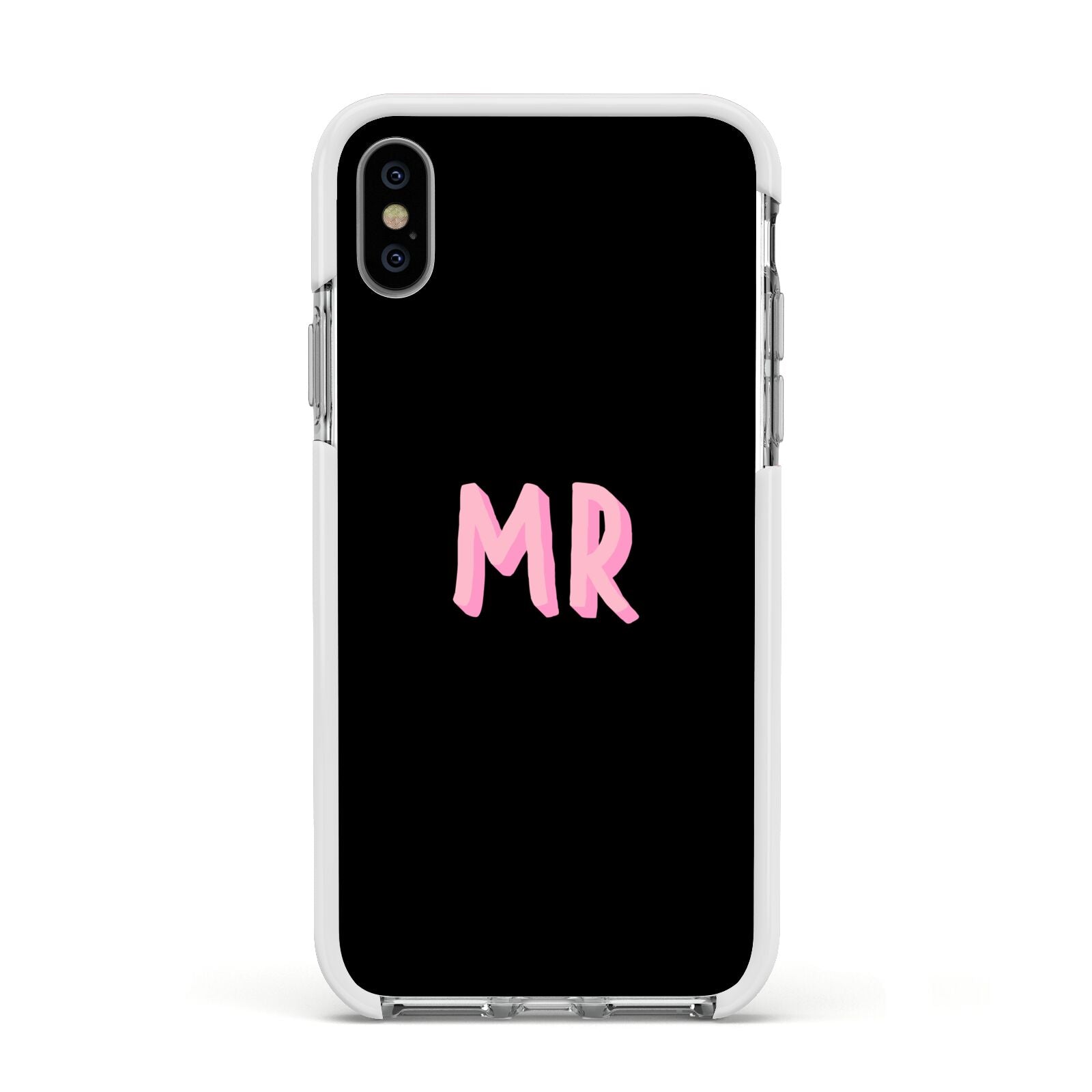 Mr Apple iPhone Xs Impact Case White Edge on Silver Phone