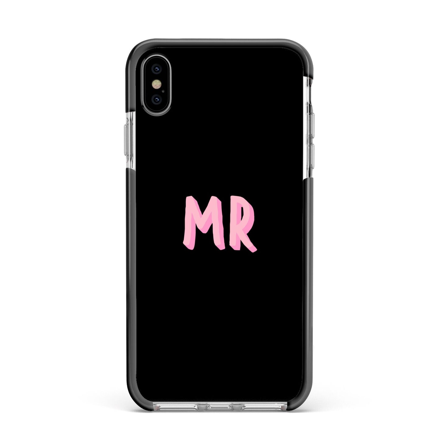 Mr Apple iPhone Xs Max Impact Case Black Edge on Silver Phone