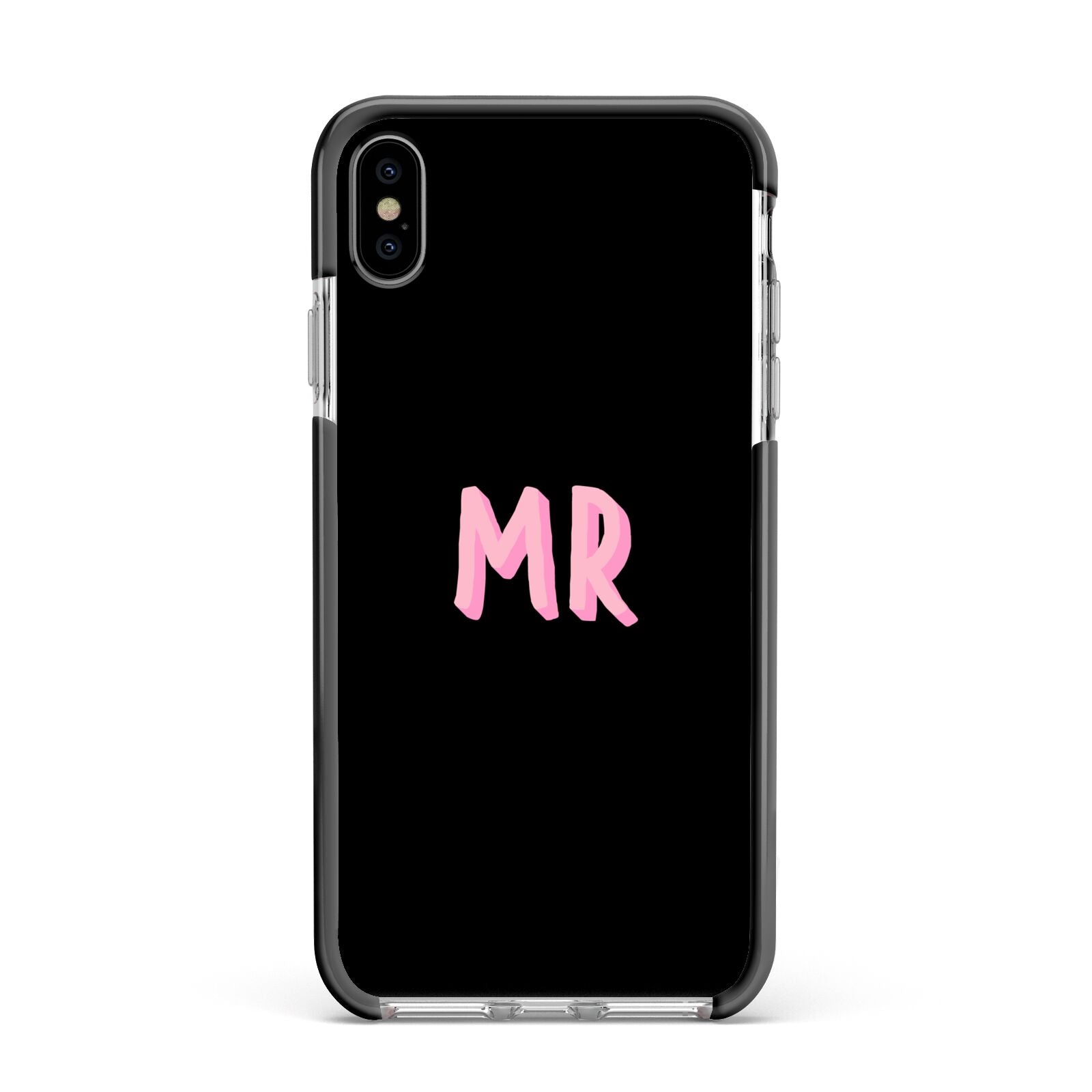 Mr Apple iPhone Xs Max Impact Case Black Edge on Silver Phone