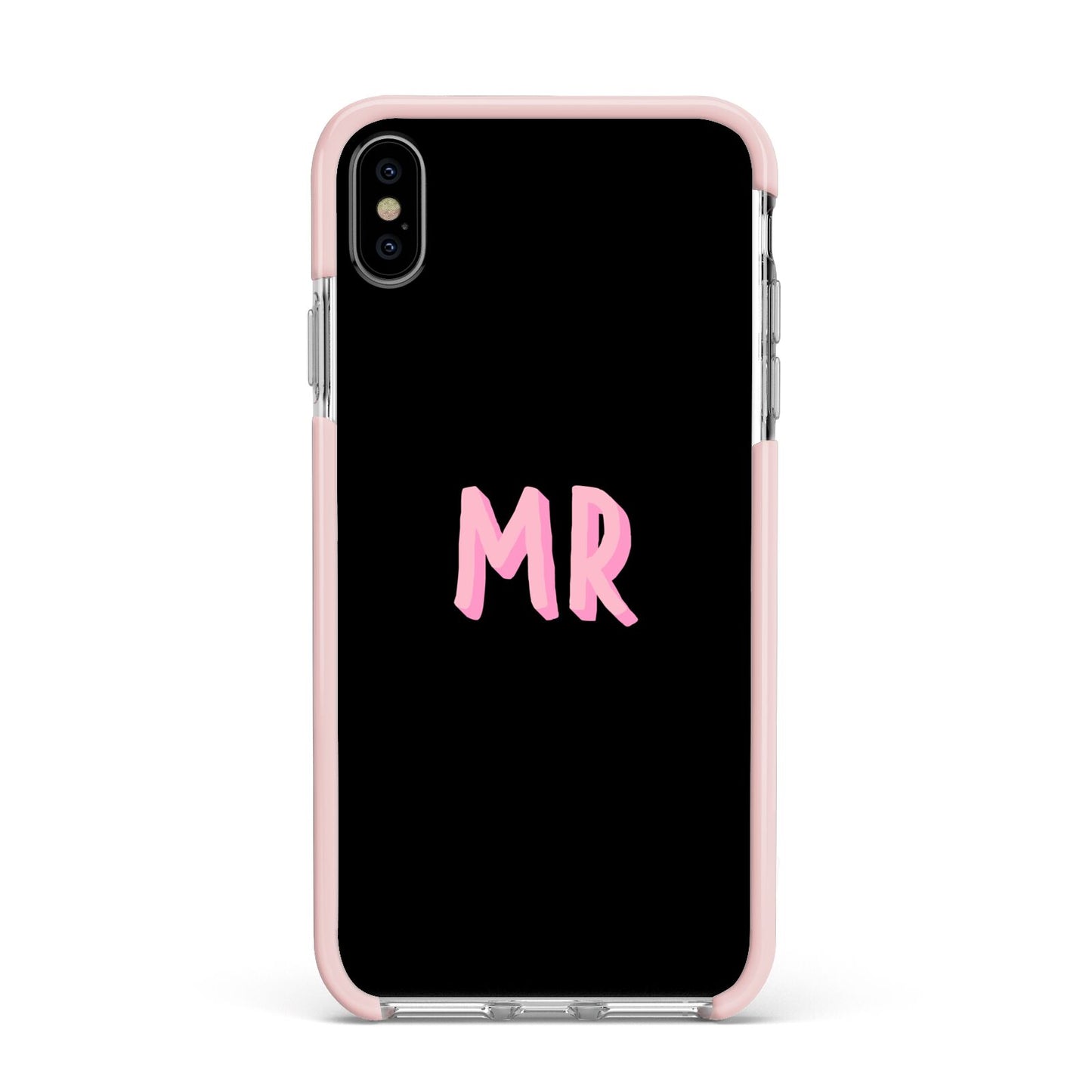 Mr Apple iPhone Xs Max Impact Case Pink Edge on Silver Phone