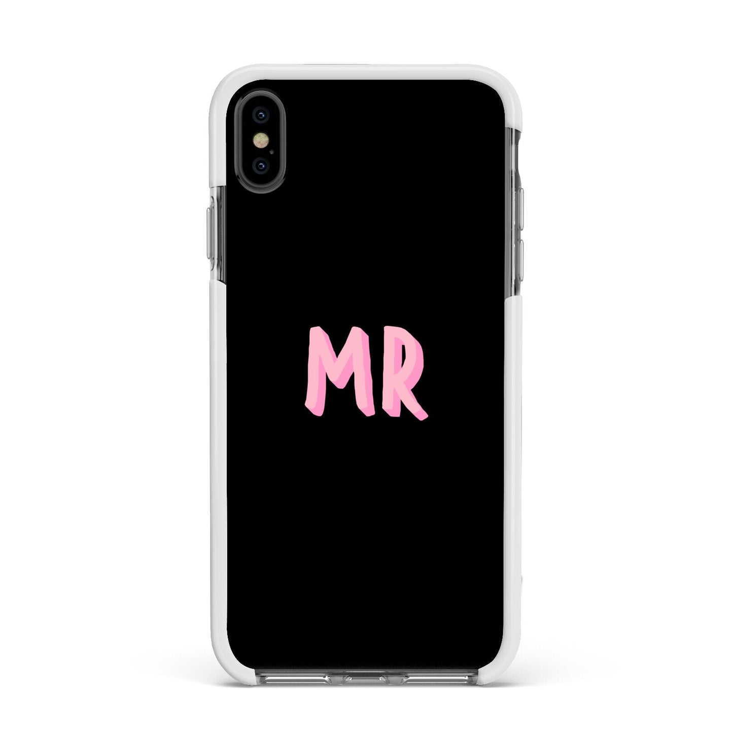 Mr Apple iPhone Xs Max Impact Case White Edge on Black Phone