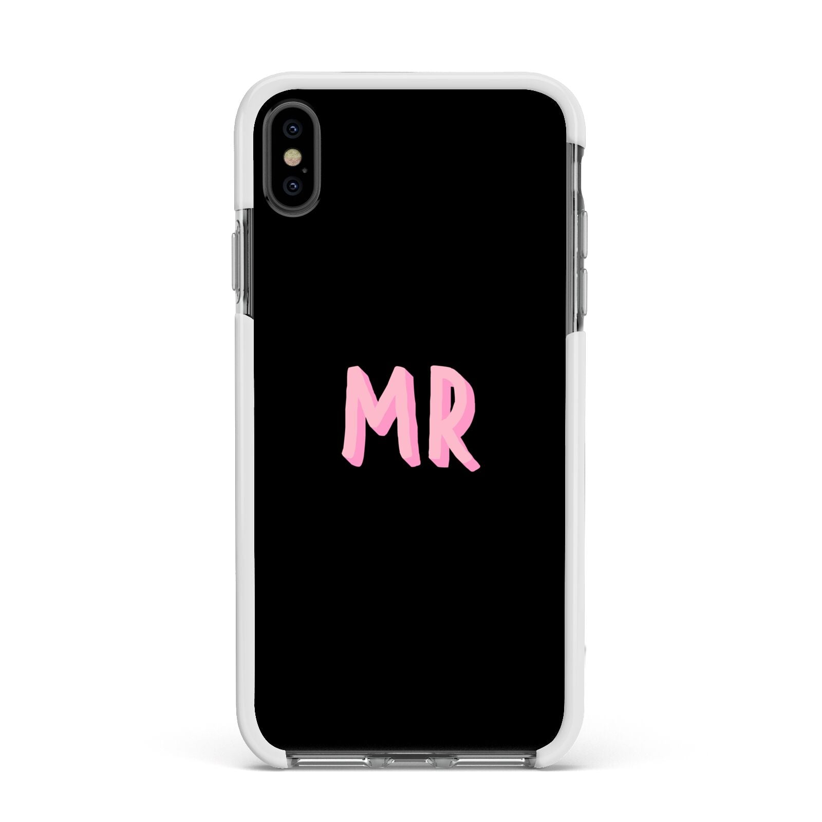 Mr Apple iPhone Xs Max Impact Case White Edge on Black Phone