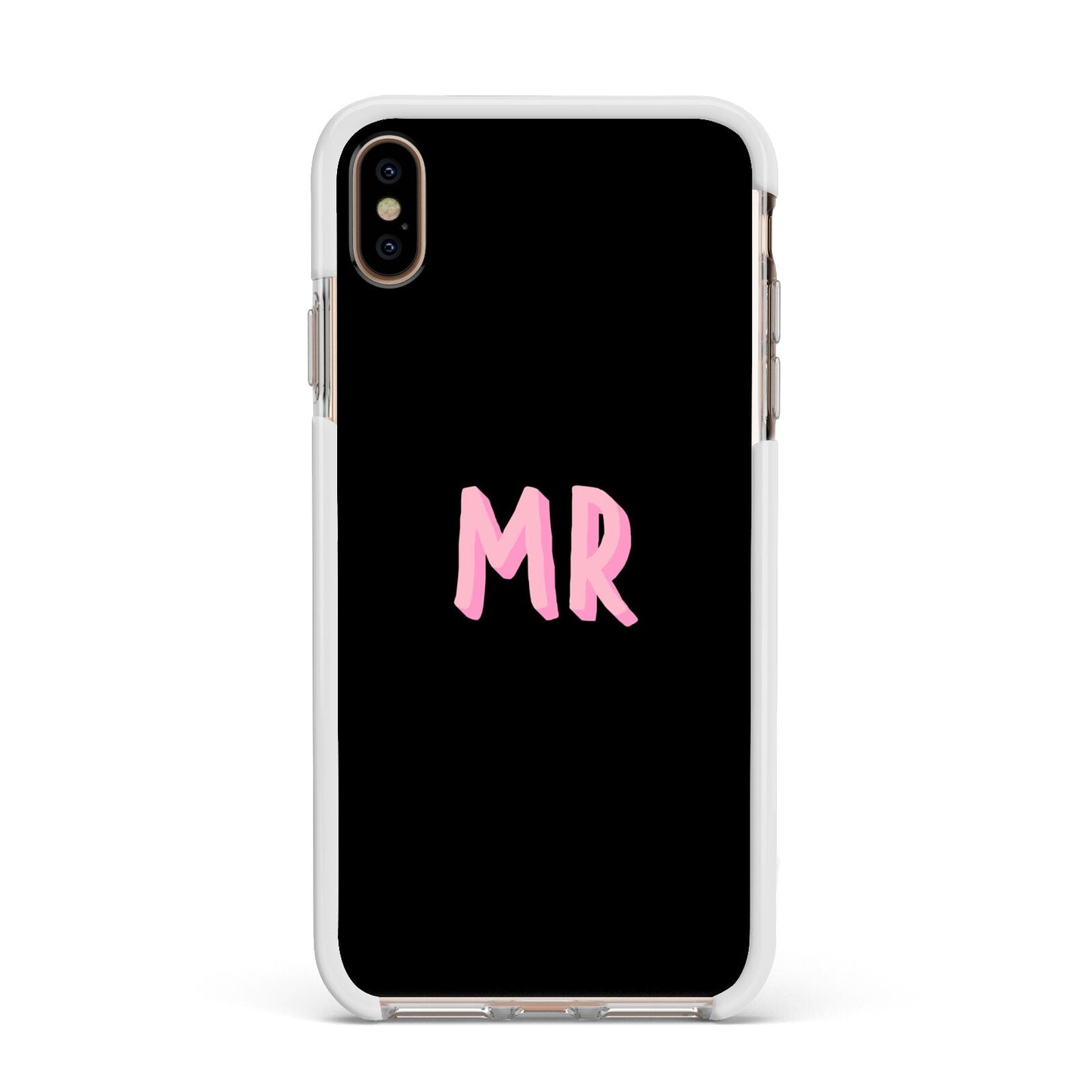 Mr Apple iPhone Xs Max Impact Case White Edge on Gold Phone