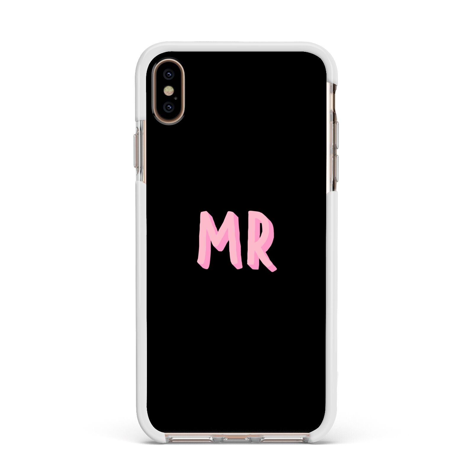 Mr Apple iPhone Xs Max Impact Case White Edge on Gold Phone