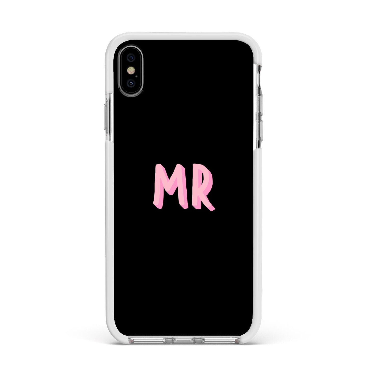 Mr Apple iPhone Xs Max Impact Case White Edge on Silver Phone