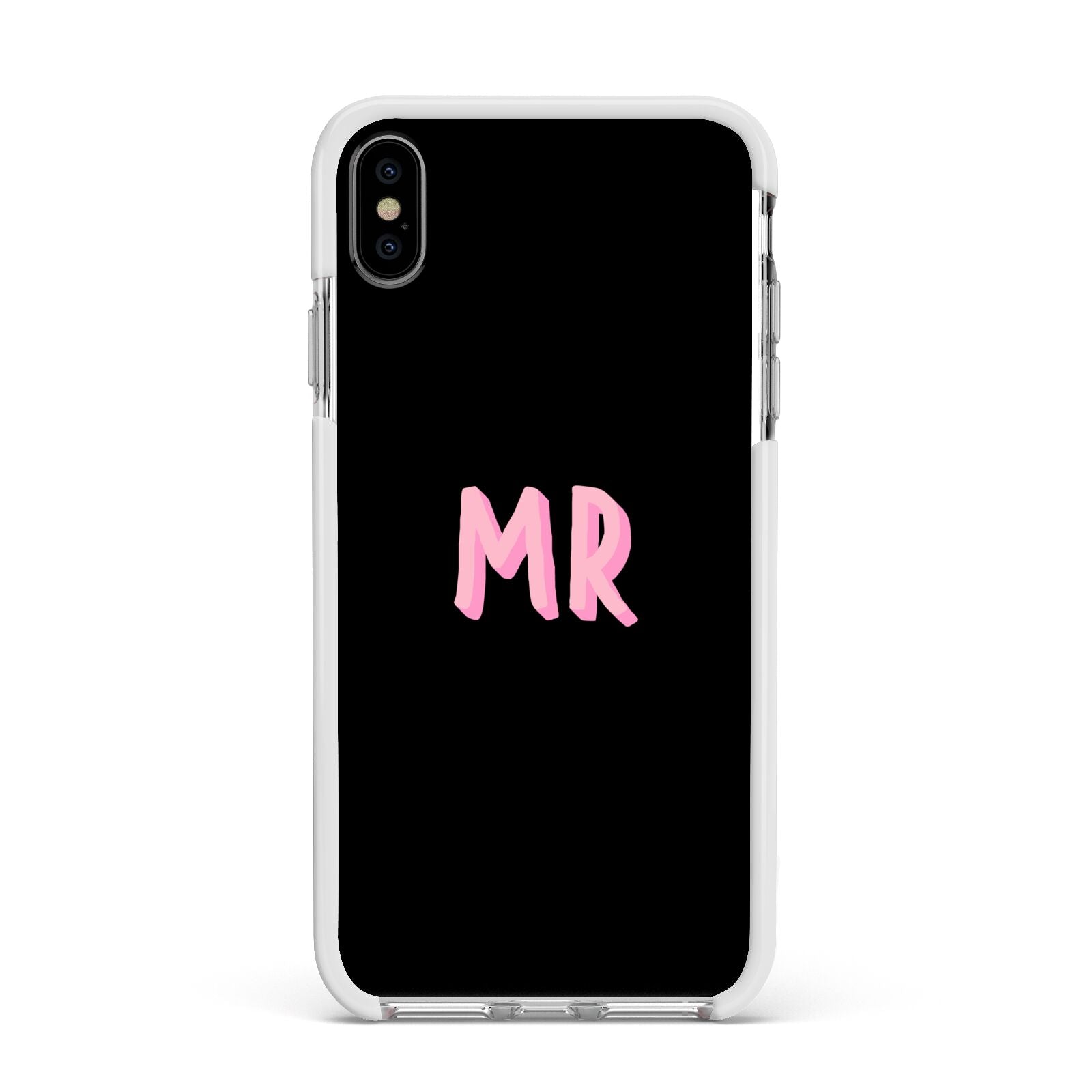 Mr Apple iPhone Xs Max Impact Case White Edge on Silver Phone