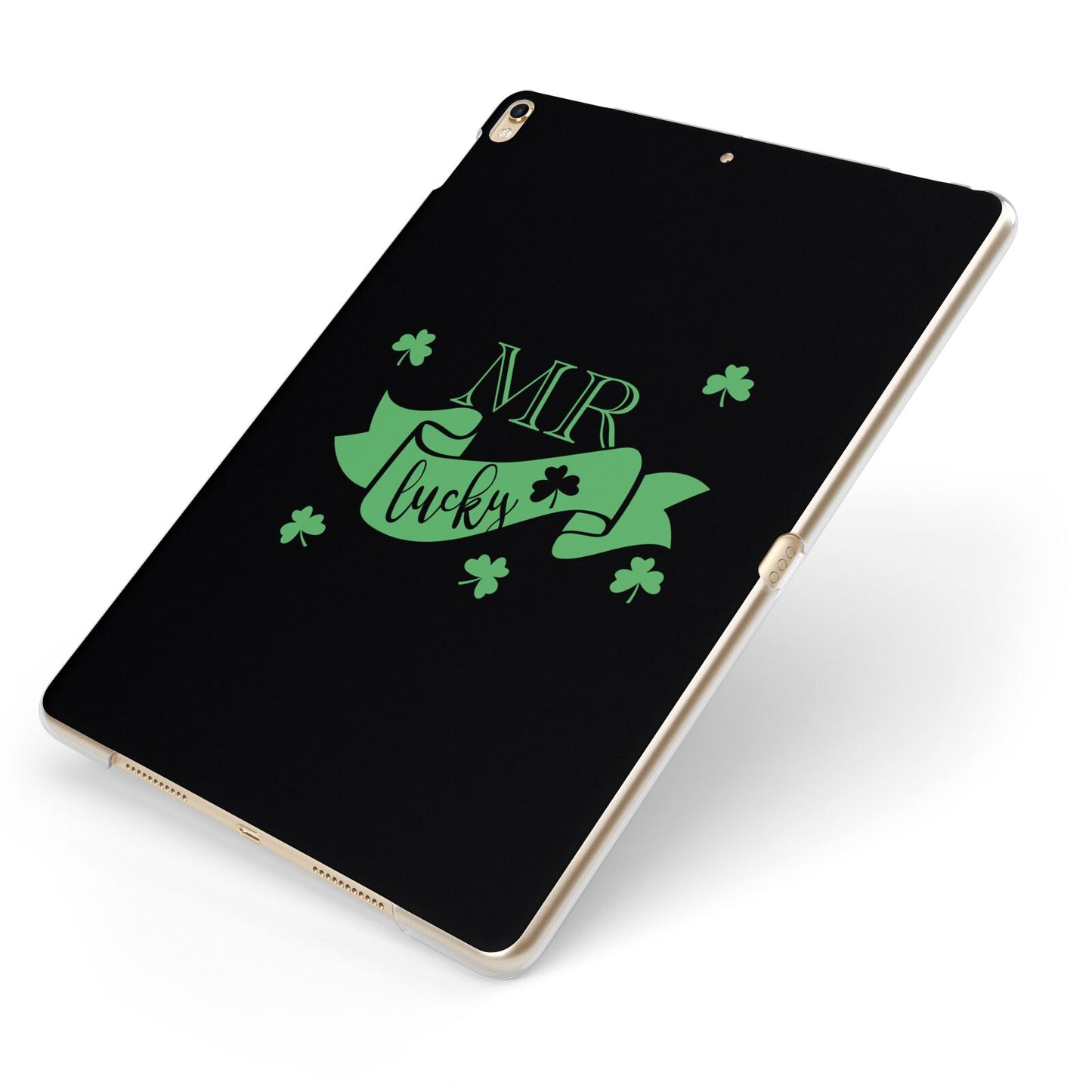 Mr Lucky Apple iPad Case on Gold iPad Side View