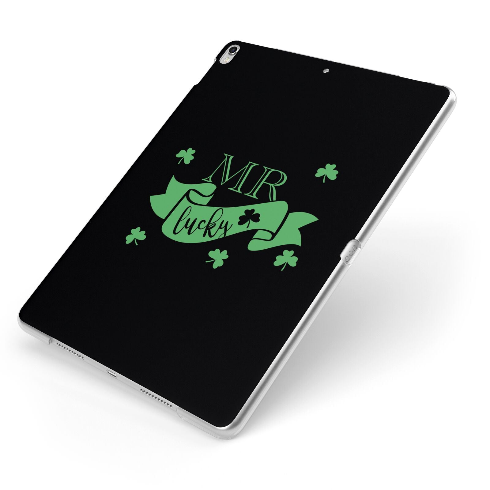 Mr Lucky Apple iPad Case on Silver iPad Side View