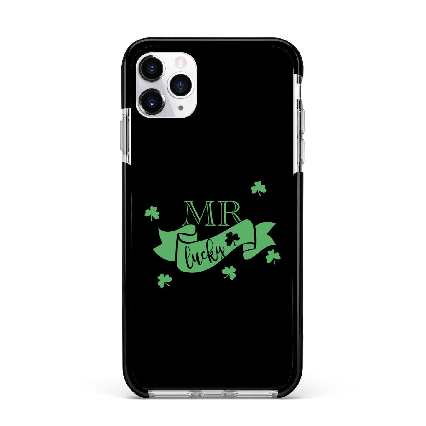 Mr Lucky Apple iPhone 11 Pro Max in Silver with Black Impact Case