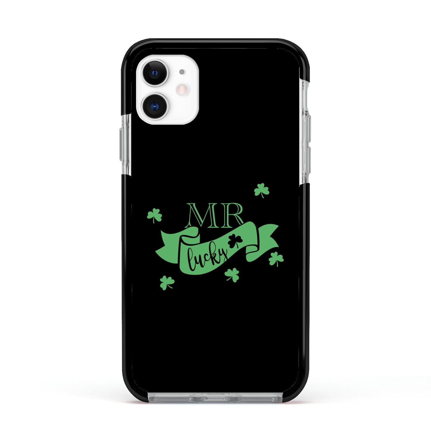 Mr Lucky Apple iPhone 11 in White with Black Impact Case