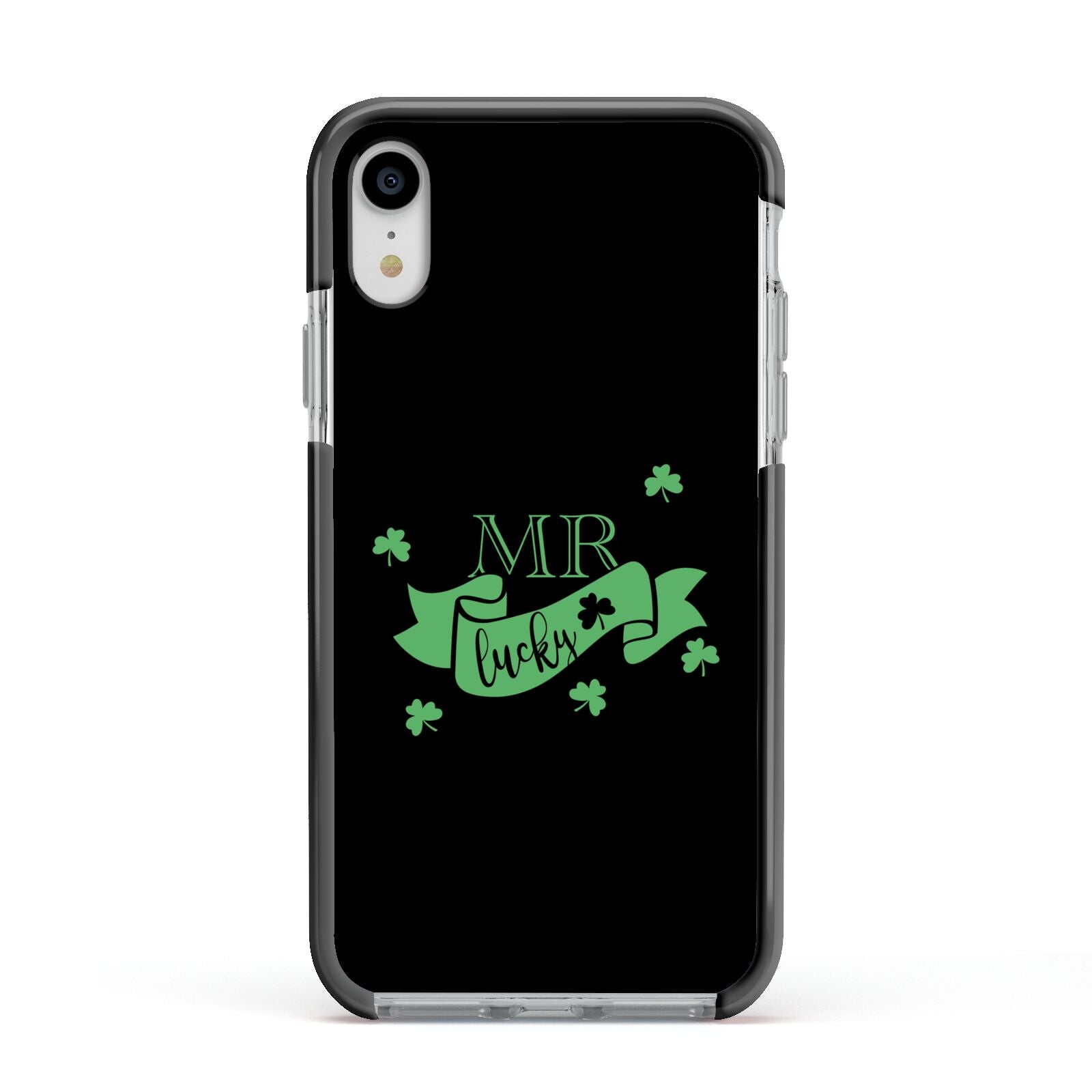 Mr Lucky Apple iPhone XR Impact Case Black Edge on Silver Phone
