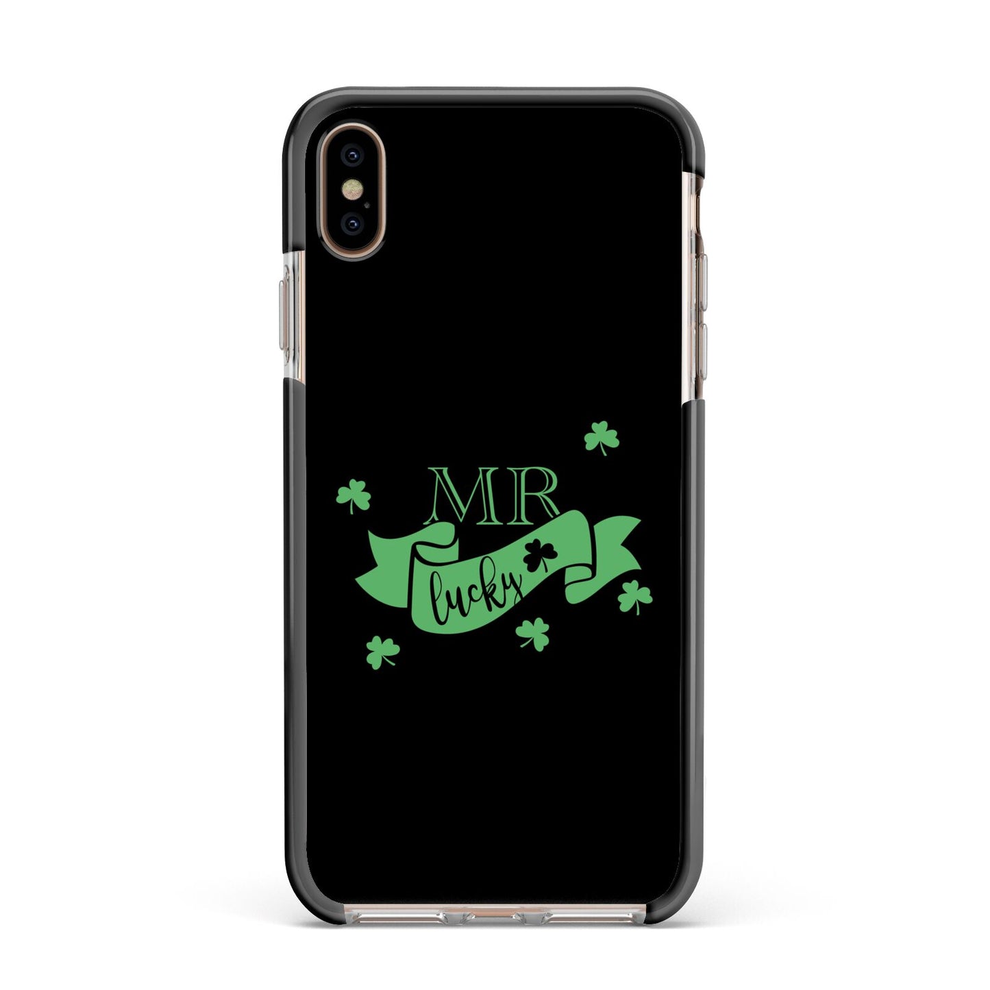 Mr Lucky Apple iPhone Xs Max Impact Case Black Edge on Gold Phone